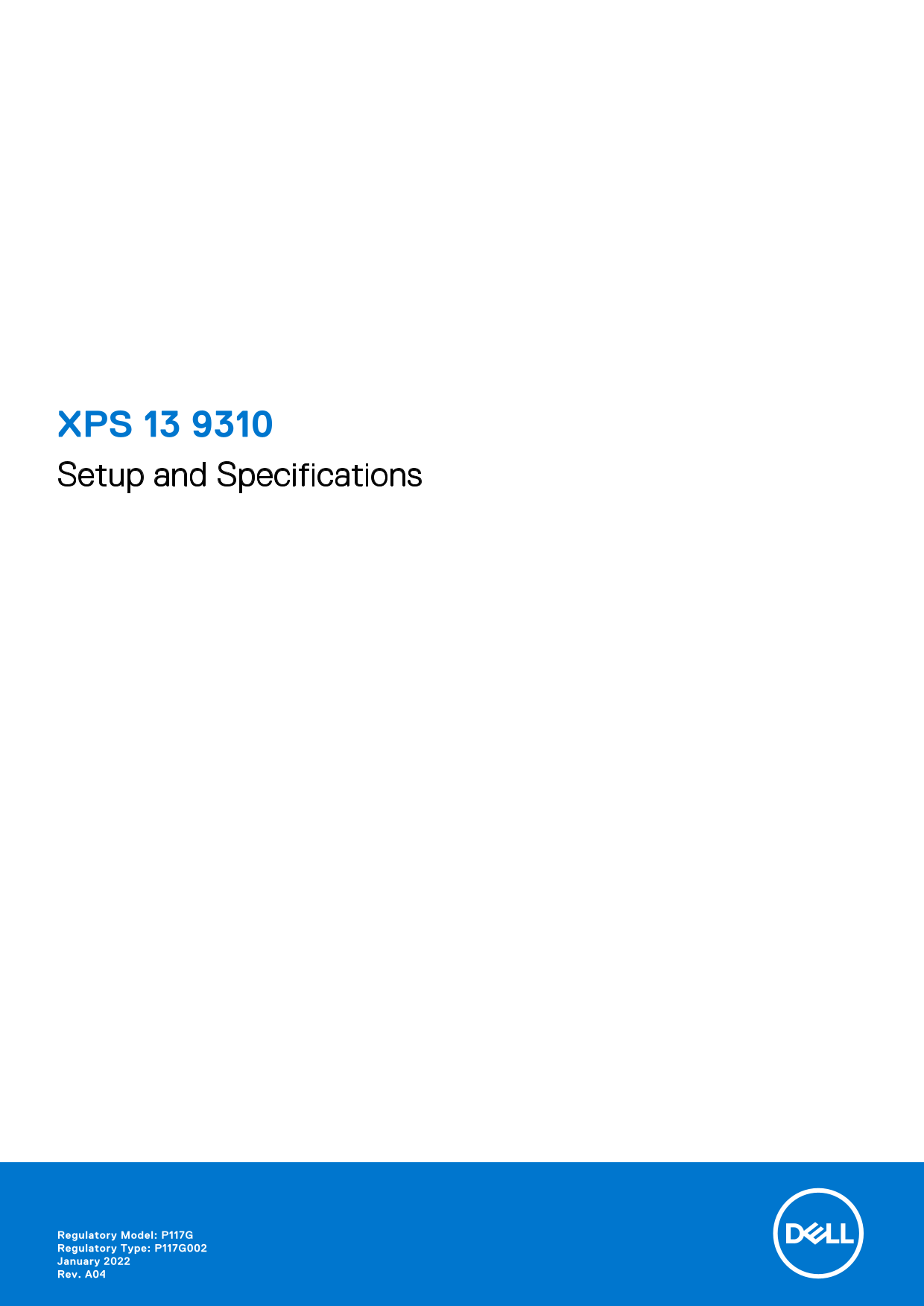 Dell XPS 13 9310 Setup Guide & Specifications - Page 1