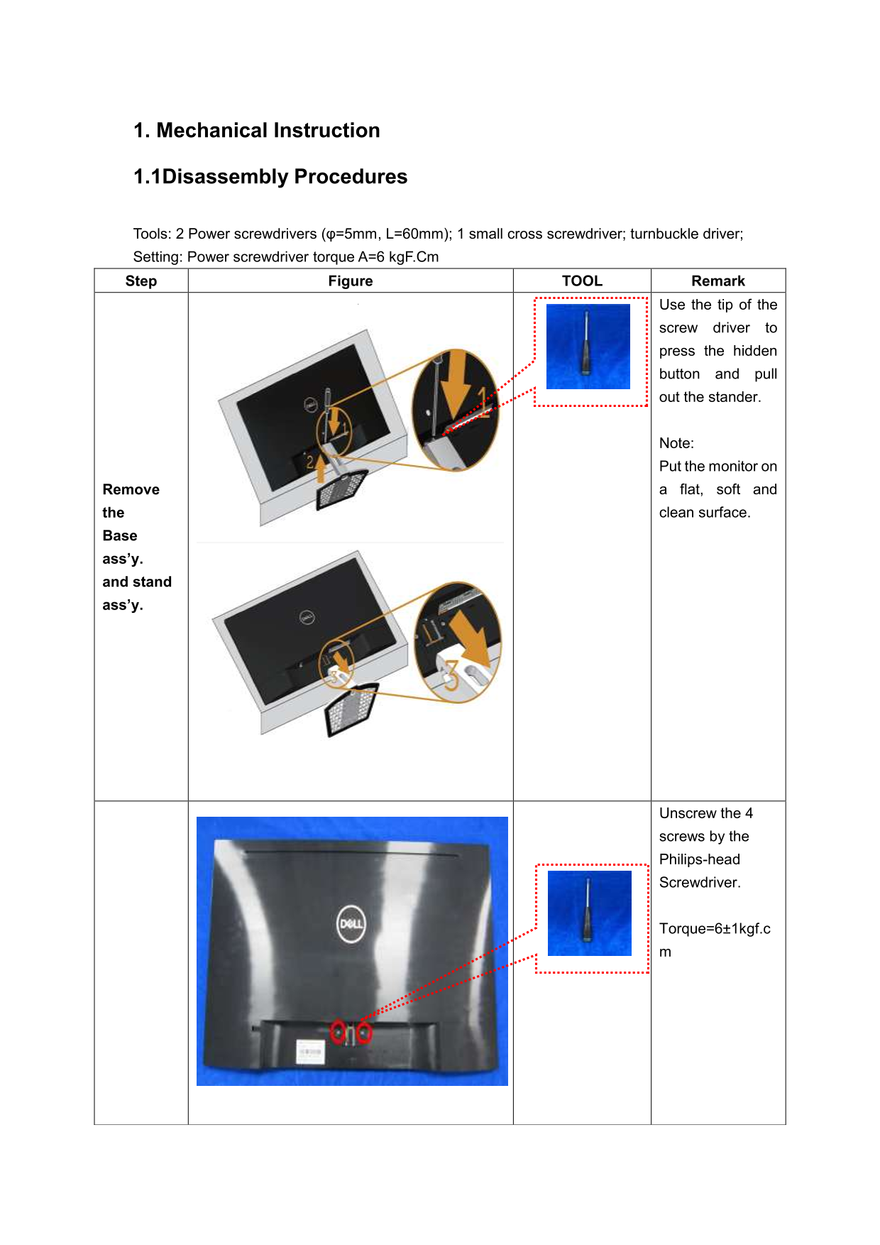 Dell S2319H Monitor Teardown Instructions - Page 1