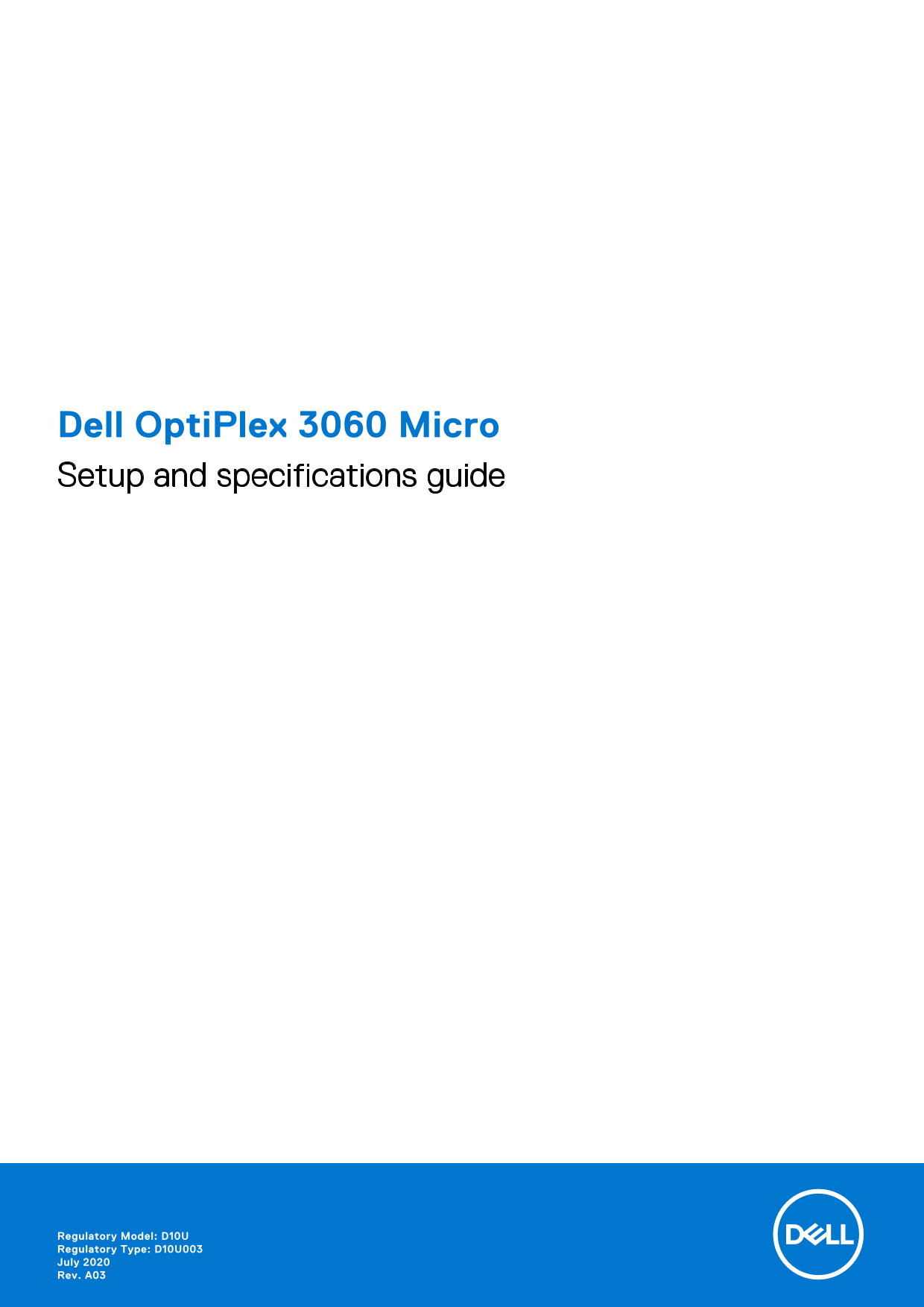 Dell OptiPlex 3060 Micro Setup Guide and Specifications Sheet - User's Manual - Page 1