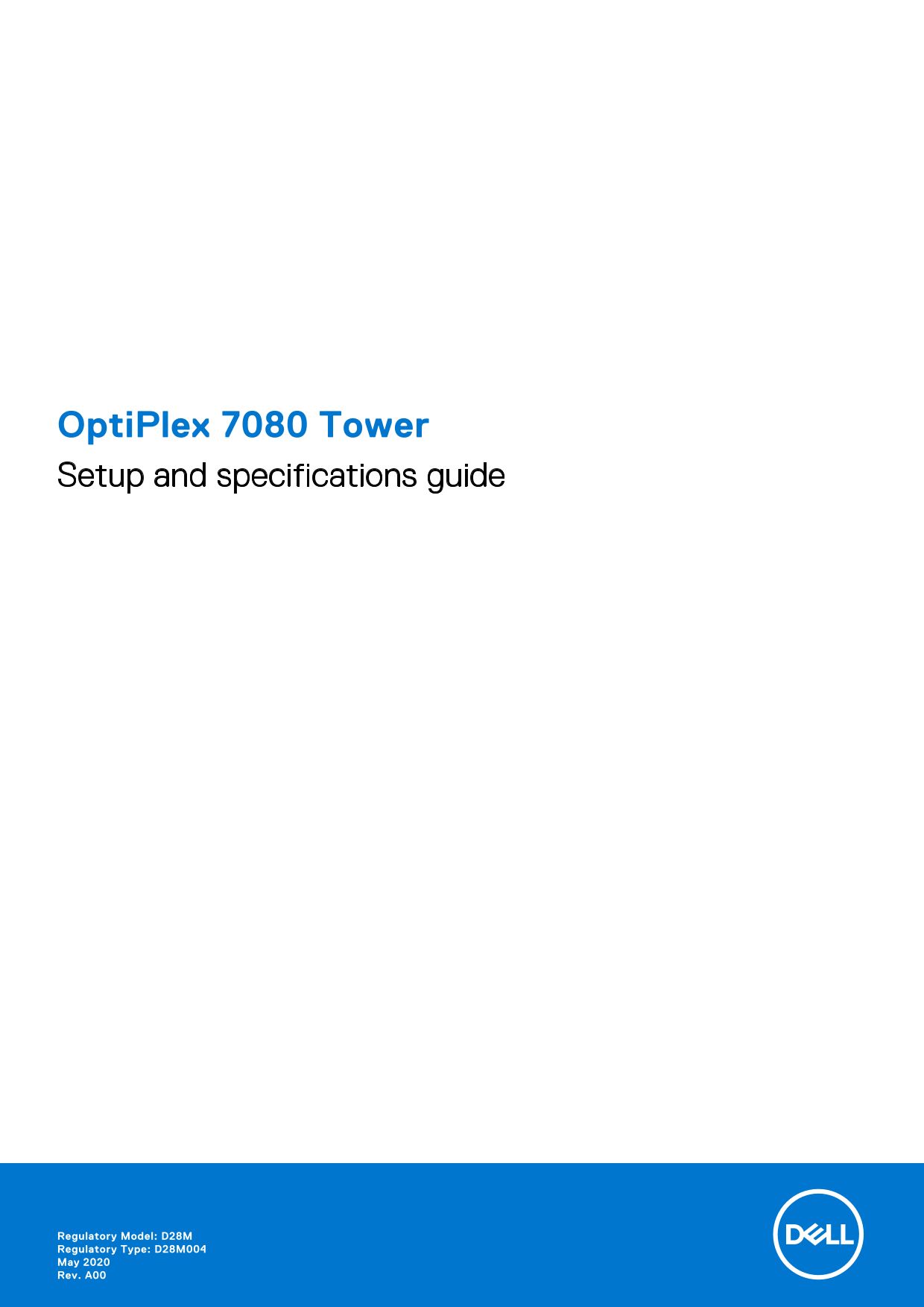 Dell OptiPlex 7080 Tower Setup Guide and Specifications Manual, User Handbook. - Page 1