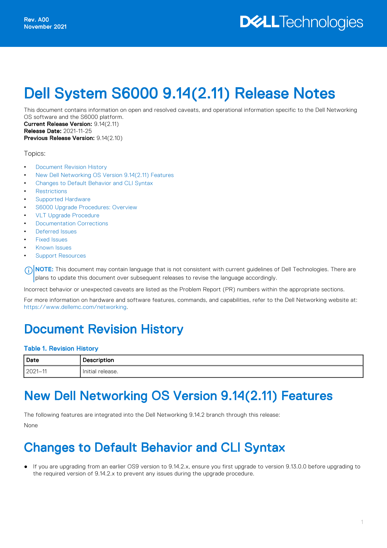 Dell System S6000 9.14.2.11 Release Notes - Page 1