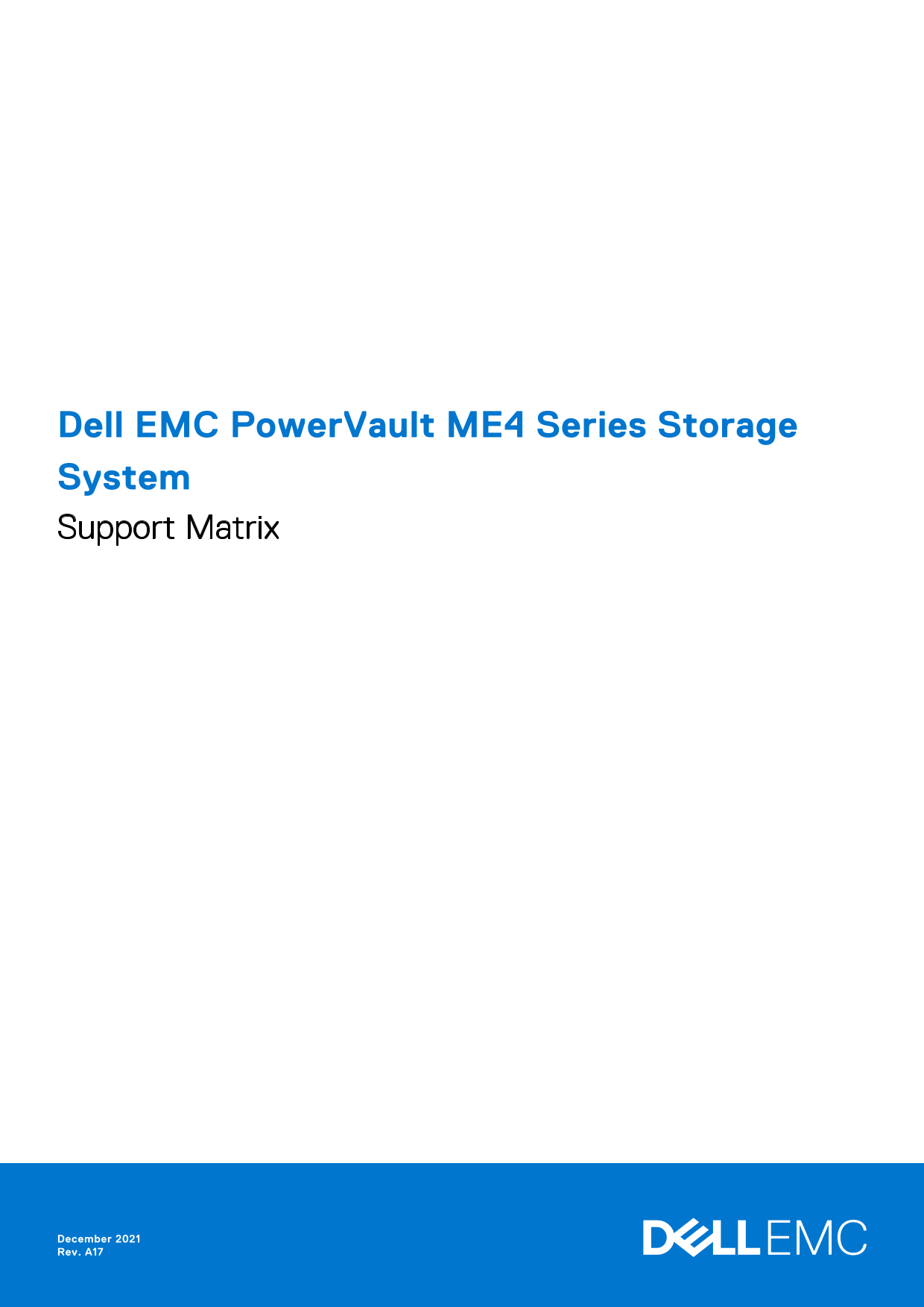 Dell EMC PowerVault ME4 Series Storage System Support Matrix, Owner's Manual - Page 1