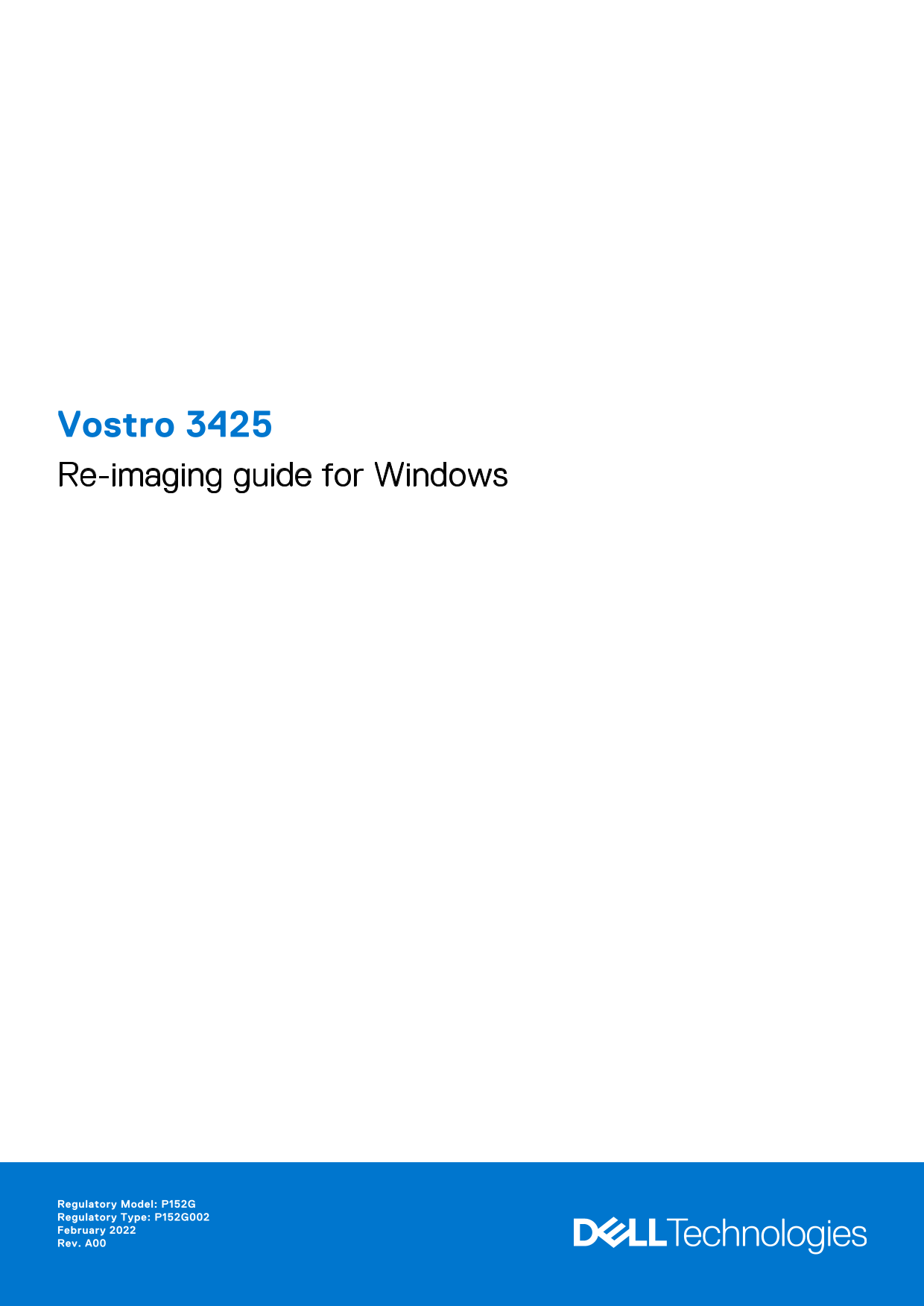 Dell Vostro 3425 Re-Imaging Guide for Windows Owner's Manual - Page 1