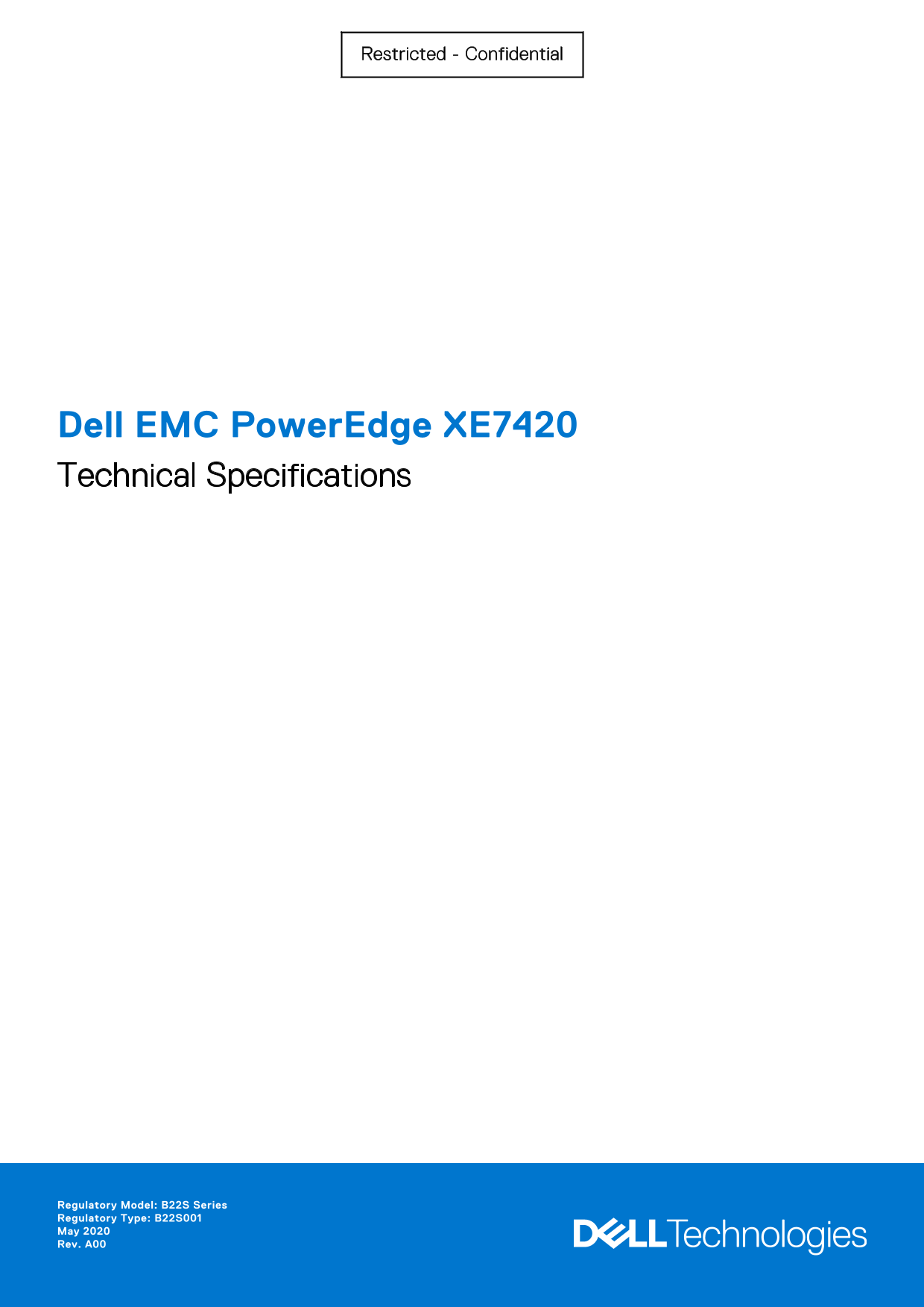 Dell EMC PowerEdge XE7420 Technical Specifications - Page 1