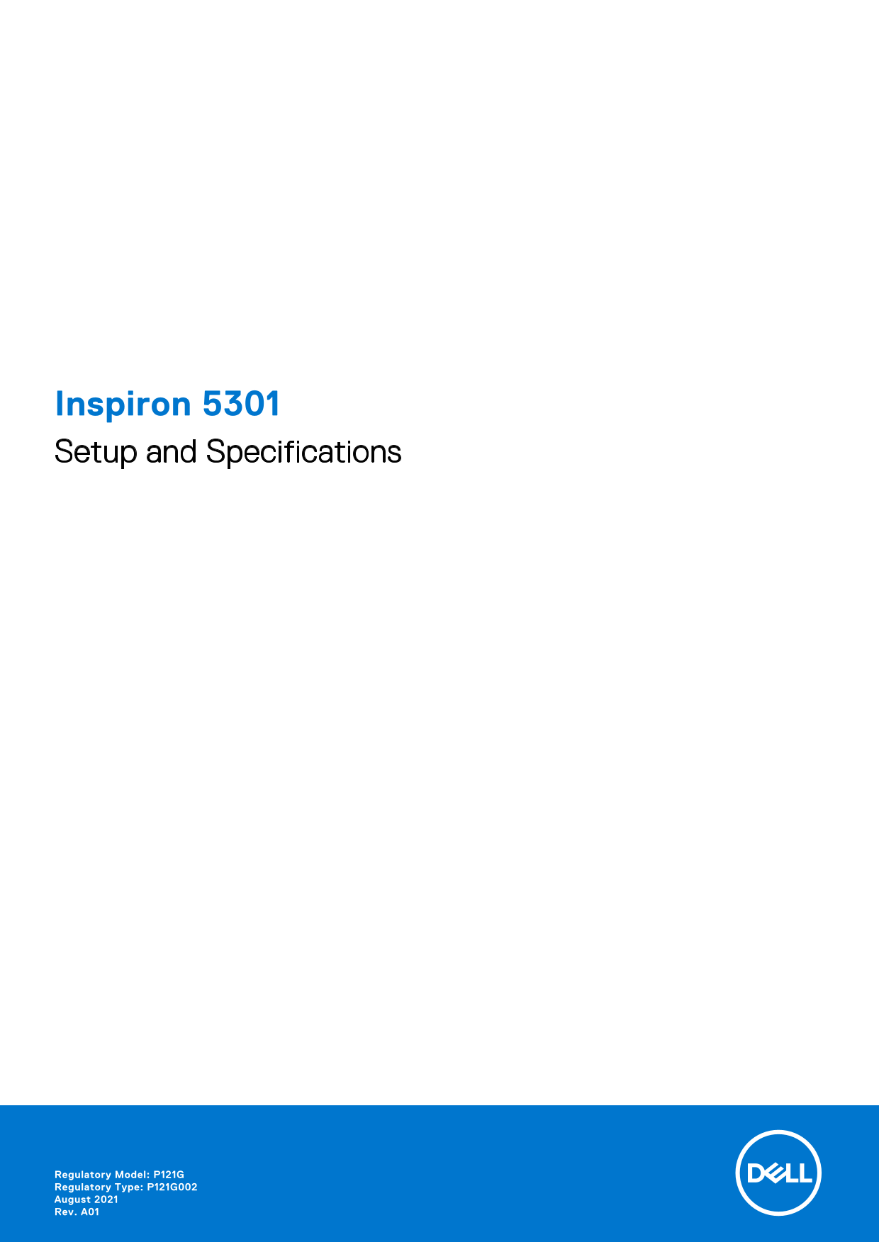Dell Inspiron 5301 Setup Guide and Specifications - Page 1