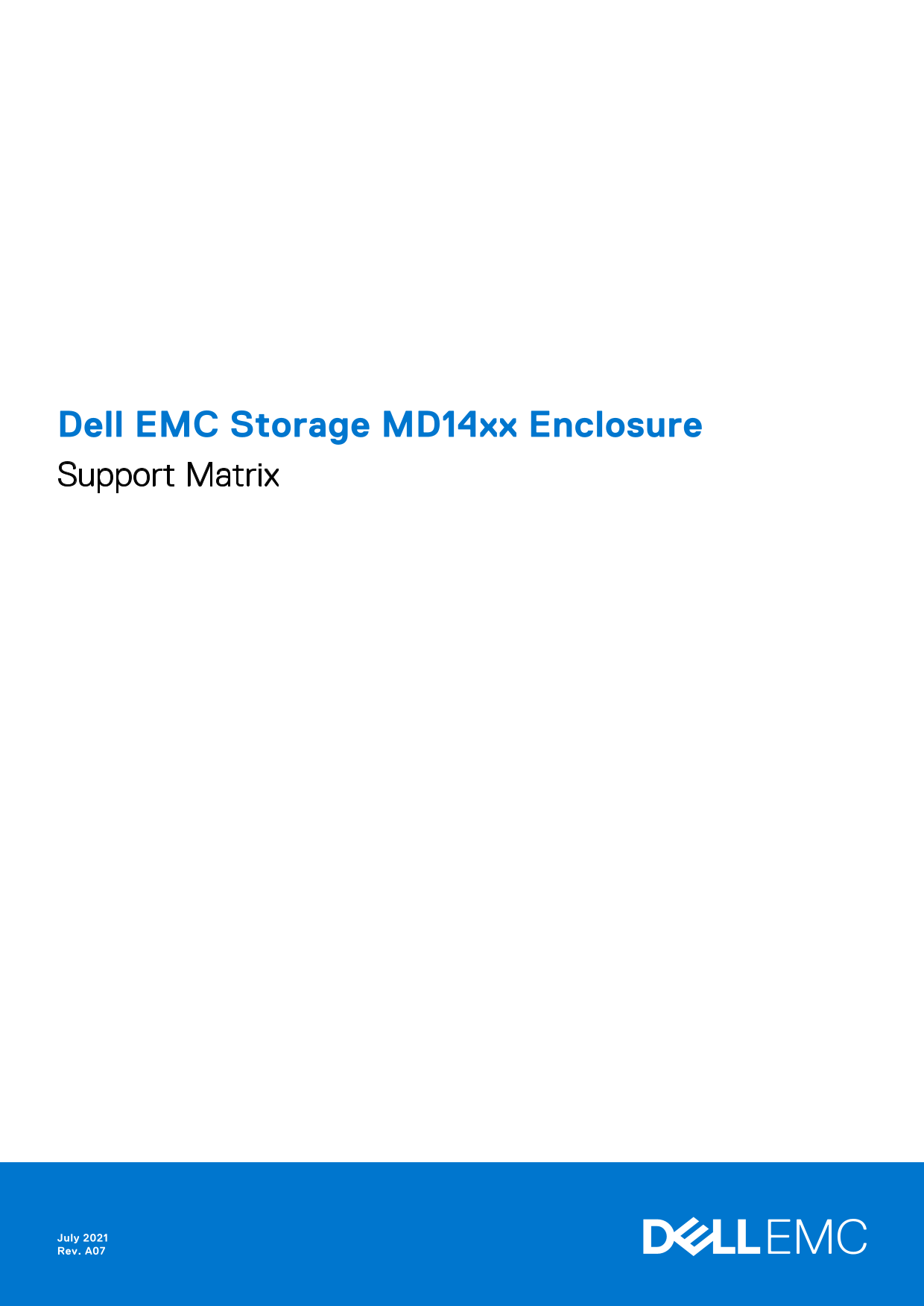 Dell EMC Storage MD14xx Enclosure Support Matrix - Page 1