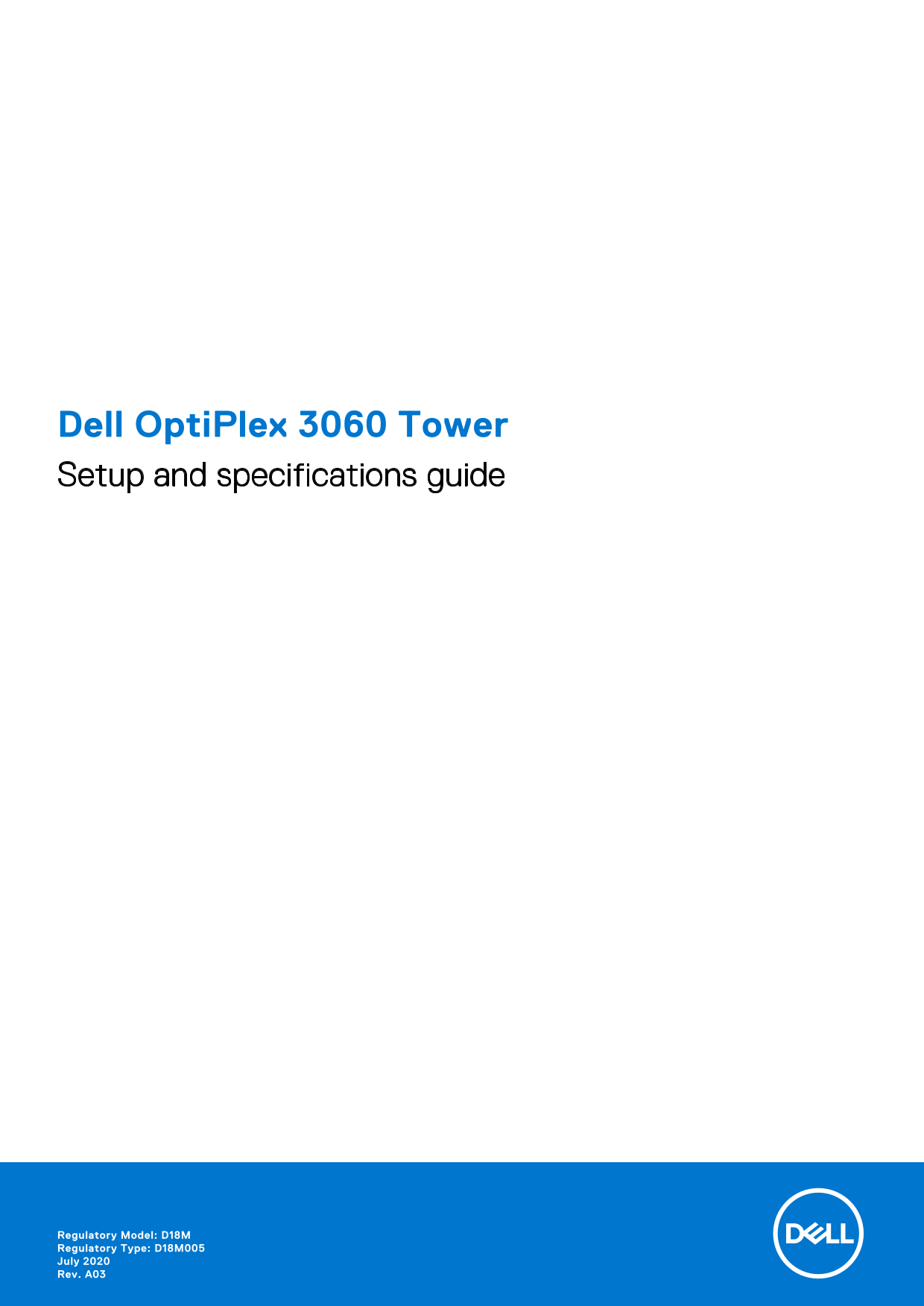 Dell OptiPlex 3060 Tower Setup Guide and Specifications Manual - Page 1