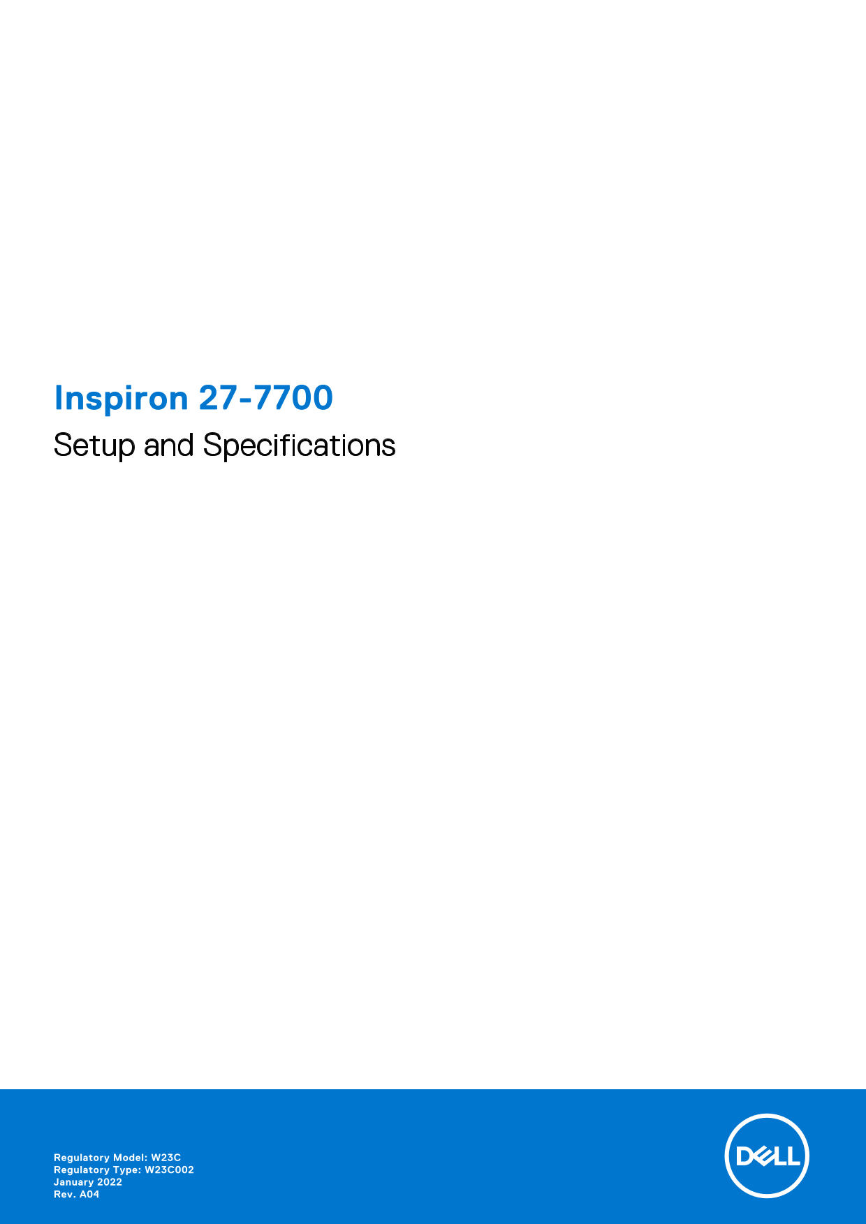 Dell Inspiron 27-7700 Setup Guide and Specifications - Page 1