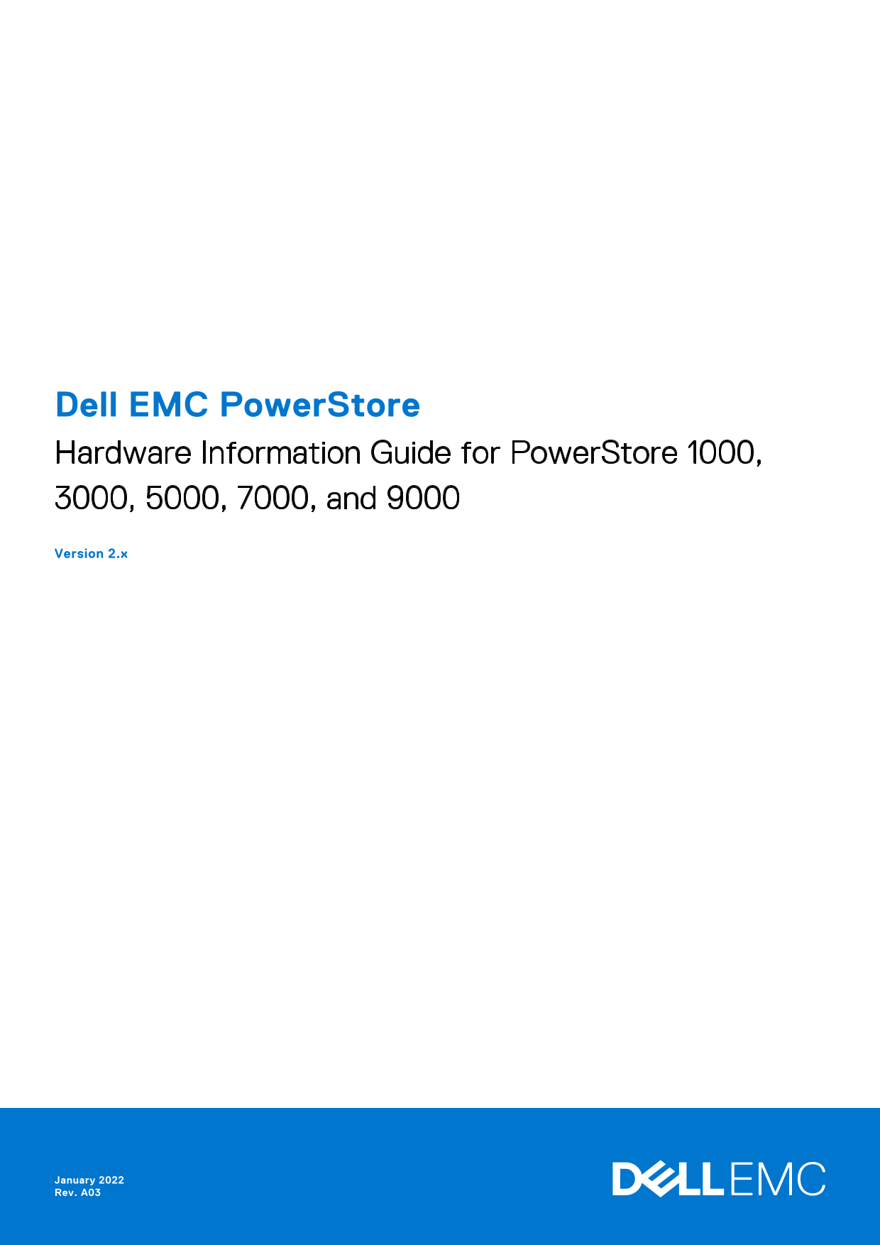 Dell EMC PowerStore Hardware Information Guide for PowerStore 1000, 3000, 5000, 7000, and 9000 Owner's Manual - Page 1