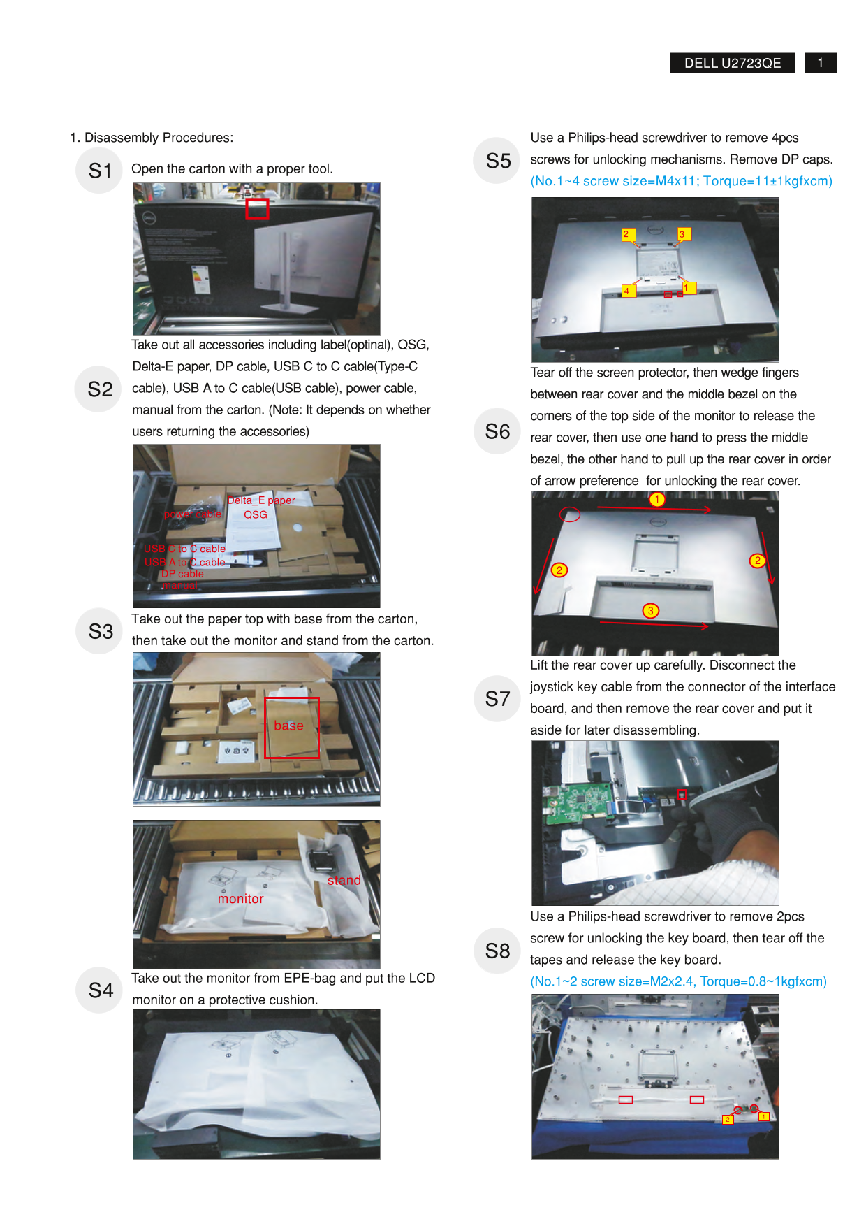 Dell U2723QE Monitor Teardown Instructions - Page 1