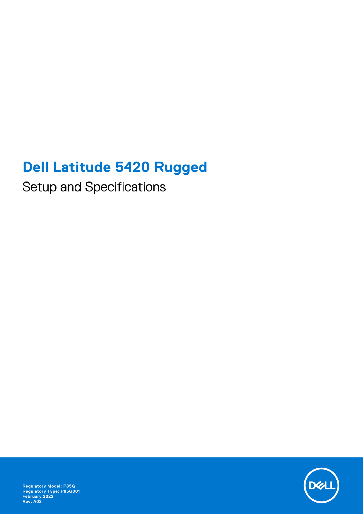 Dell Latitude 5420 Rugged Setup and Specifications - Page 1