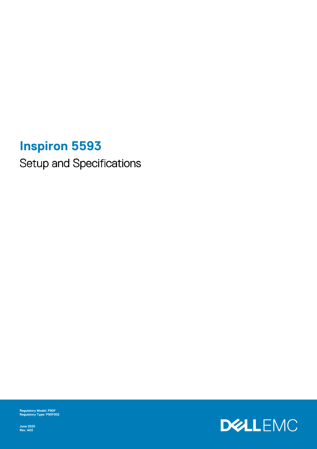 Dell Inspiron 5593 Setup Guide Specifications - Page 1