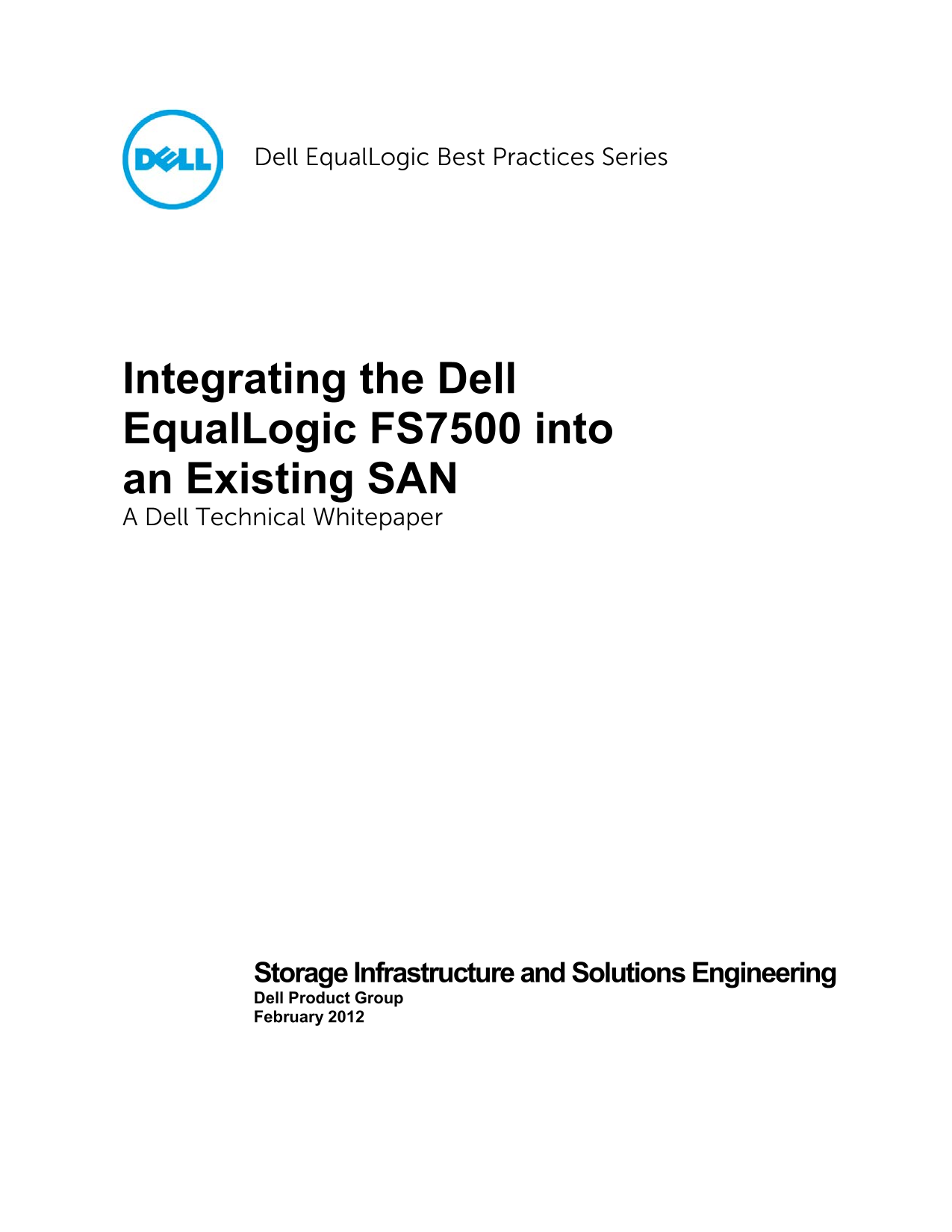 Integrating the Dell EqualLogic FS7500 into an existing SAN Owner's Manual - Page 1