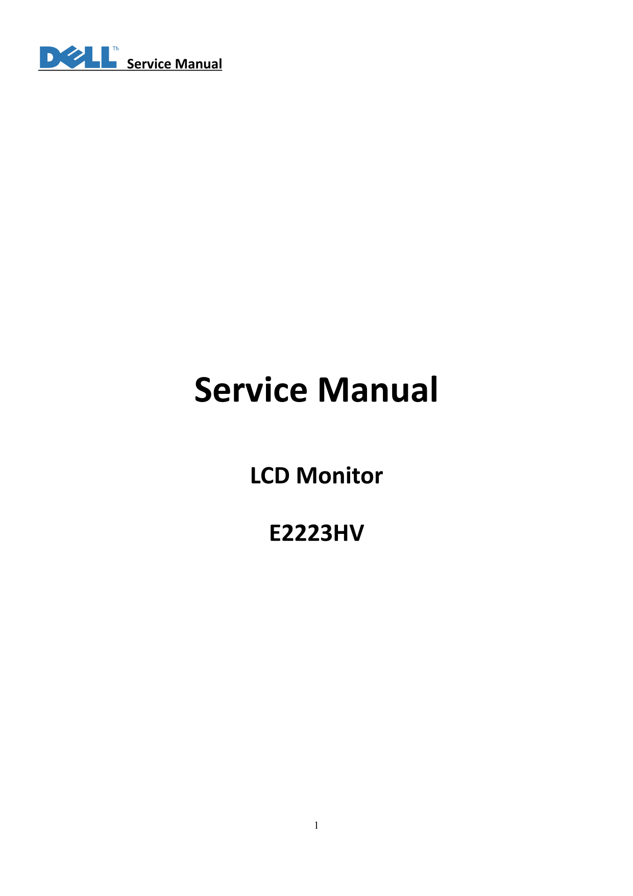Dell E2223HV Monitor Simplified Service Manual - Page 1