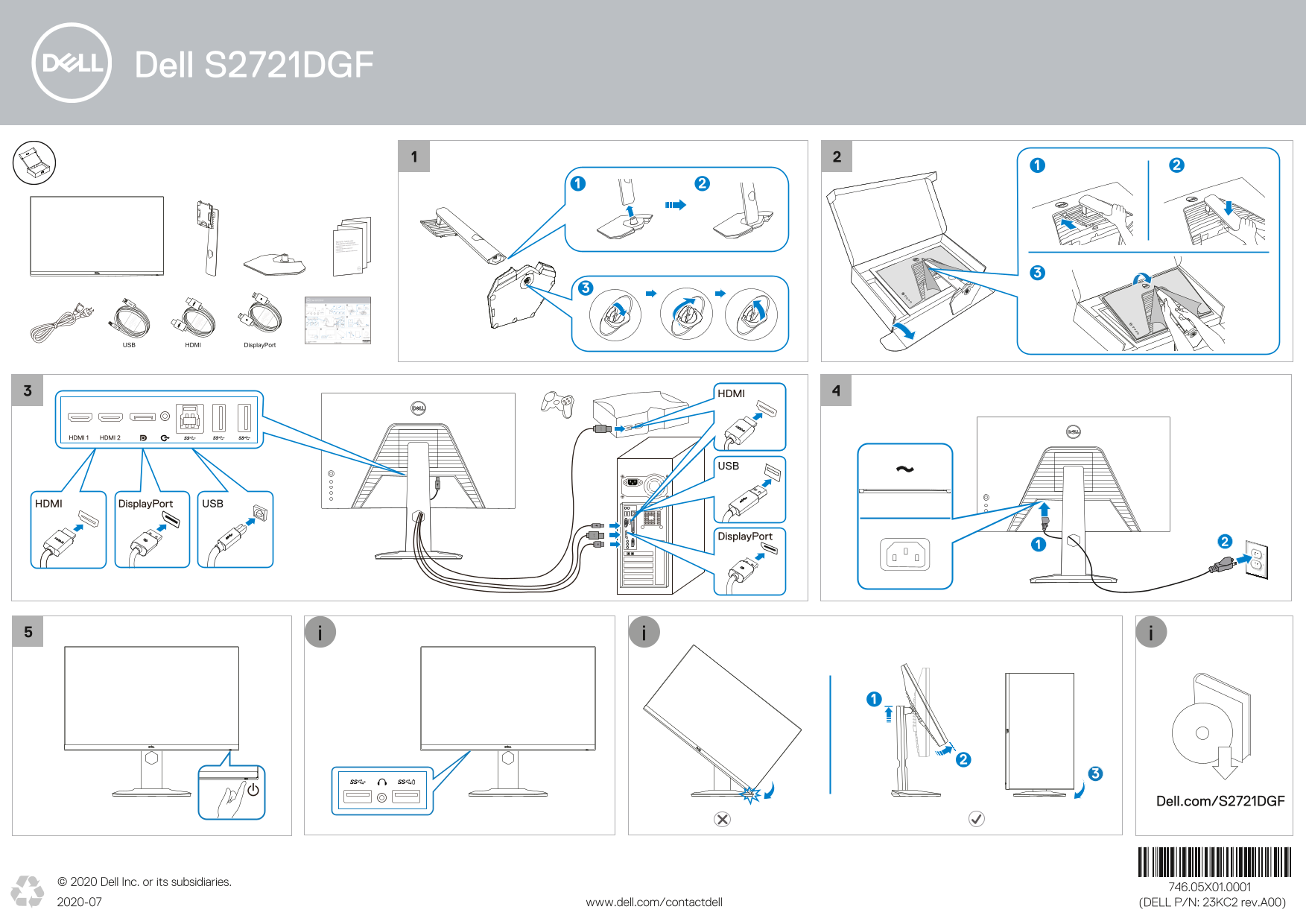 Dell S2721DGF Monitor Quick Start Guide - Page 1
