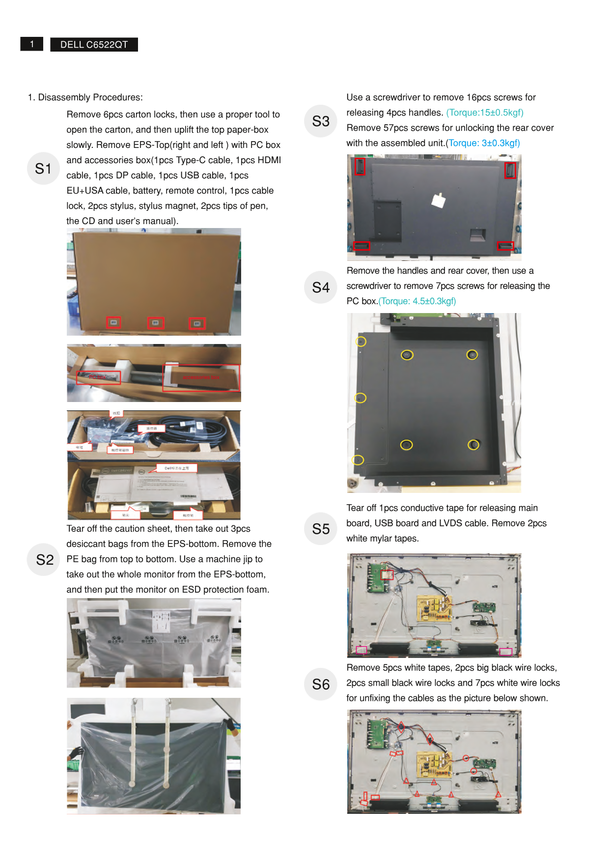Dell Monitor C6522QT Teardown Instructions - Page 1