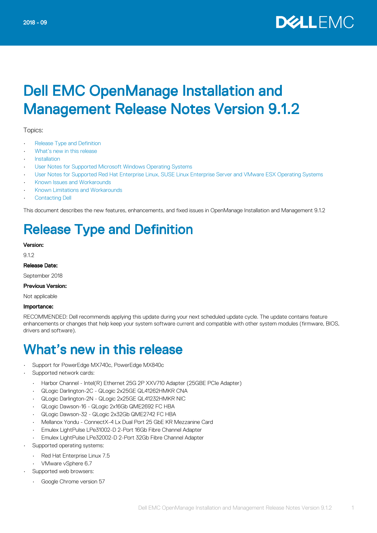 Dell EMC OpenManage Installation and Management Release Notes Version 9.1.2 Owner's Manual, Quick User Guide - Page 1