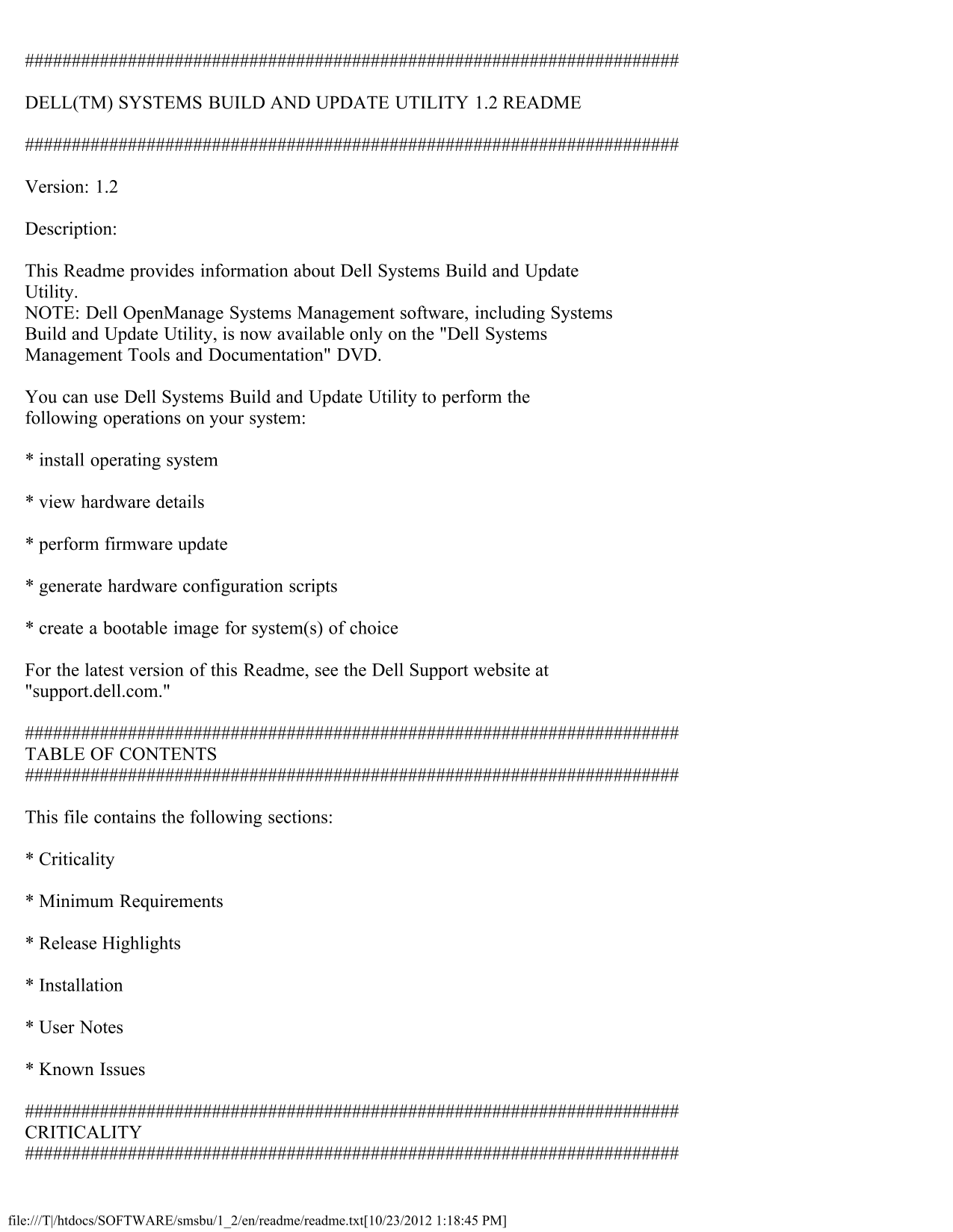 Dell Systems Build and Update Utility - Version 1.2 Readme - Page 1
