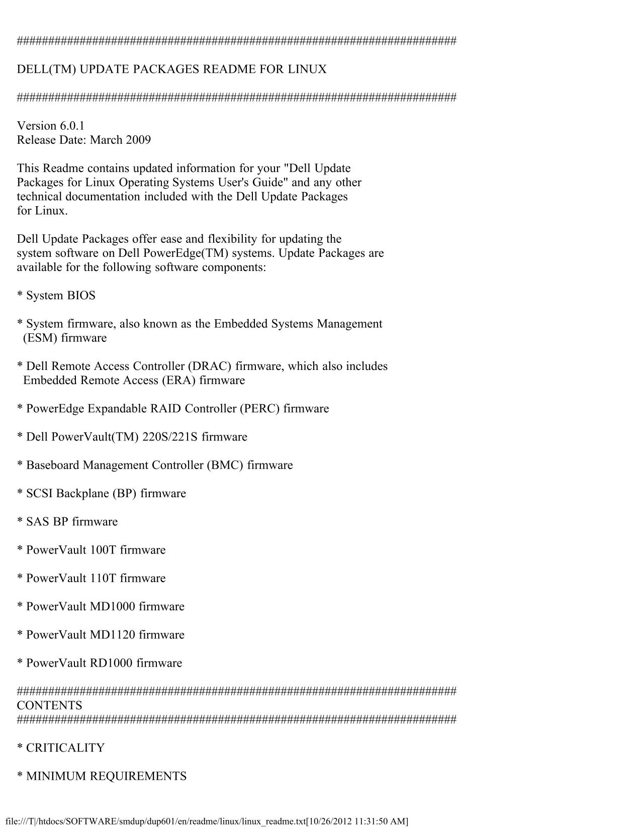 Dell Update Packages Version 6.0.1 Readme for Linux - Page 1