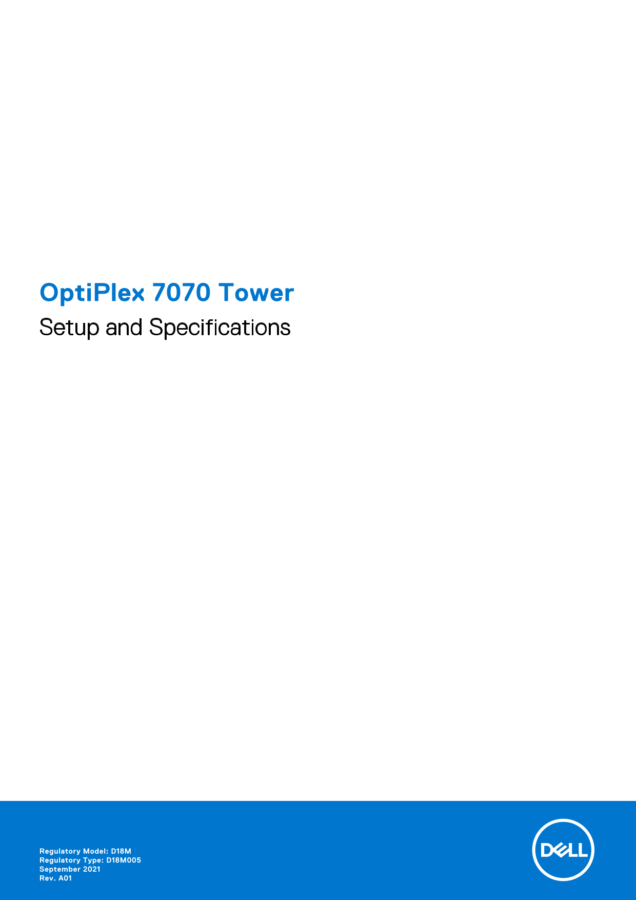 Dell OptiPlex 7070 Tower Setup Guide and Specifications Manual - Page 1