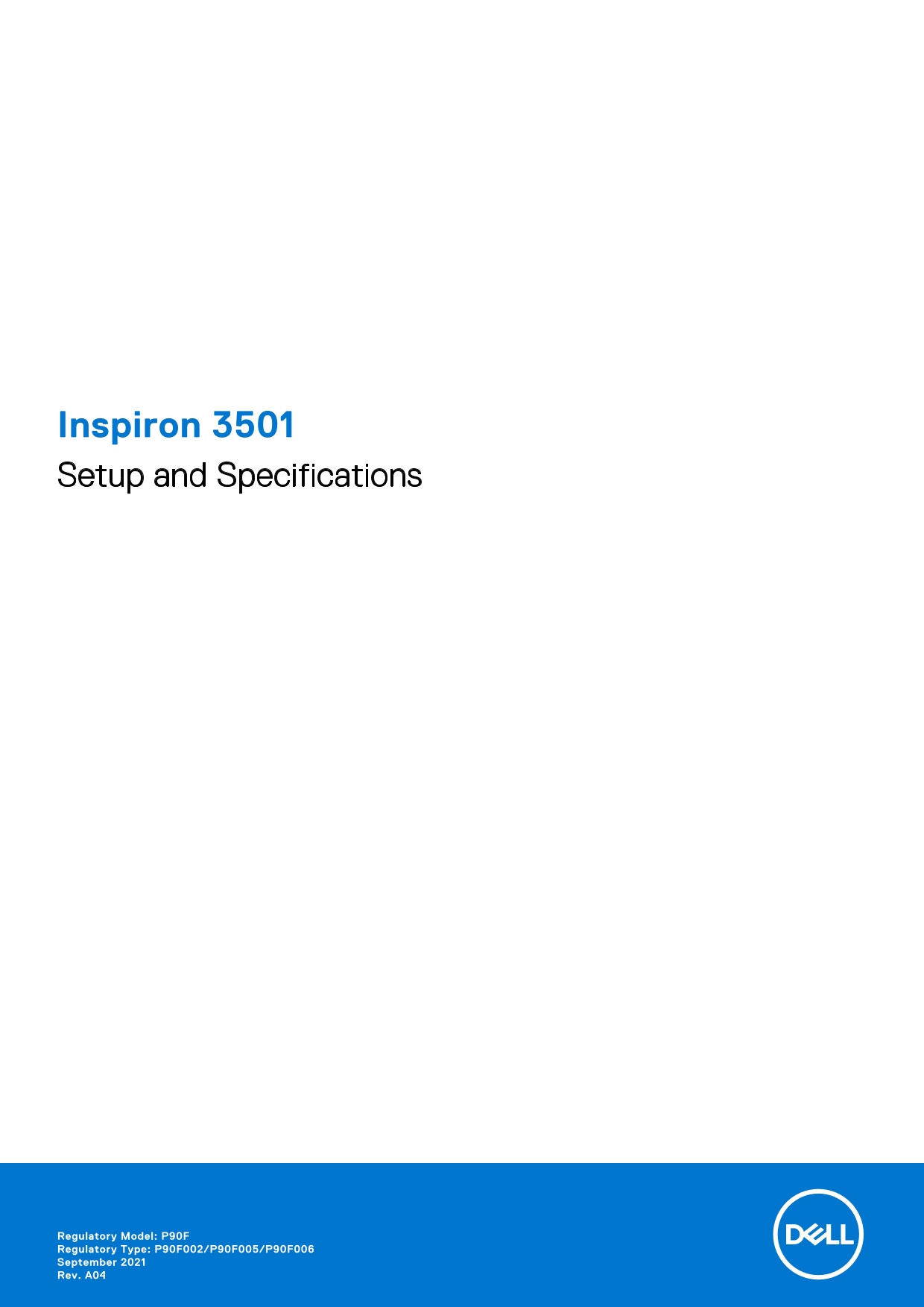 Dell Inspiron 3501 Setup Guide and Specifications - Page 1