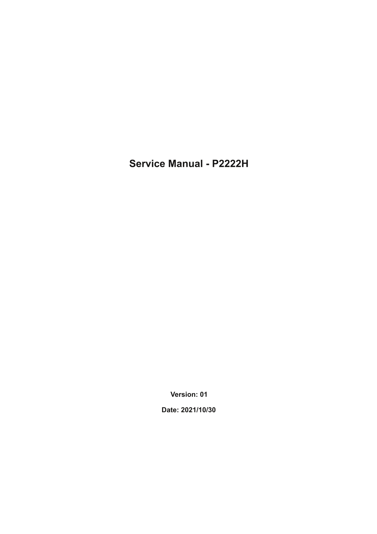 Dell P2222H Monitor Simplified Service Manual  - From Wistron - Page 1