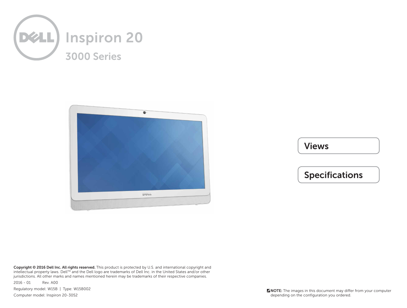 Dell Inspiron 20 3052 Specifications (Battery) - Page 1