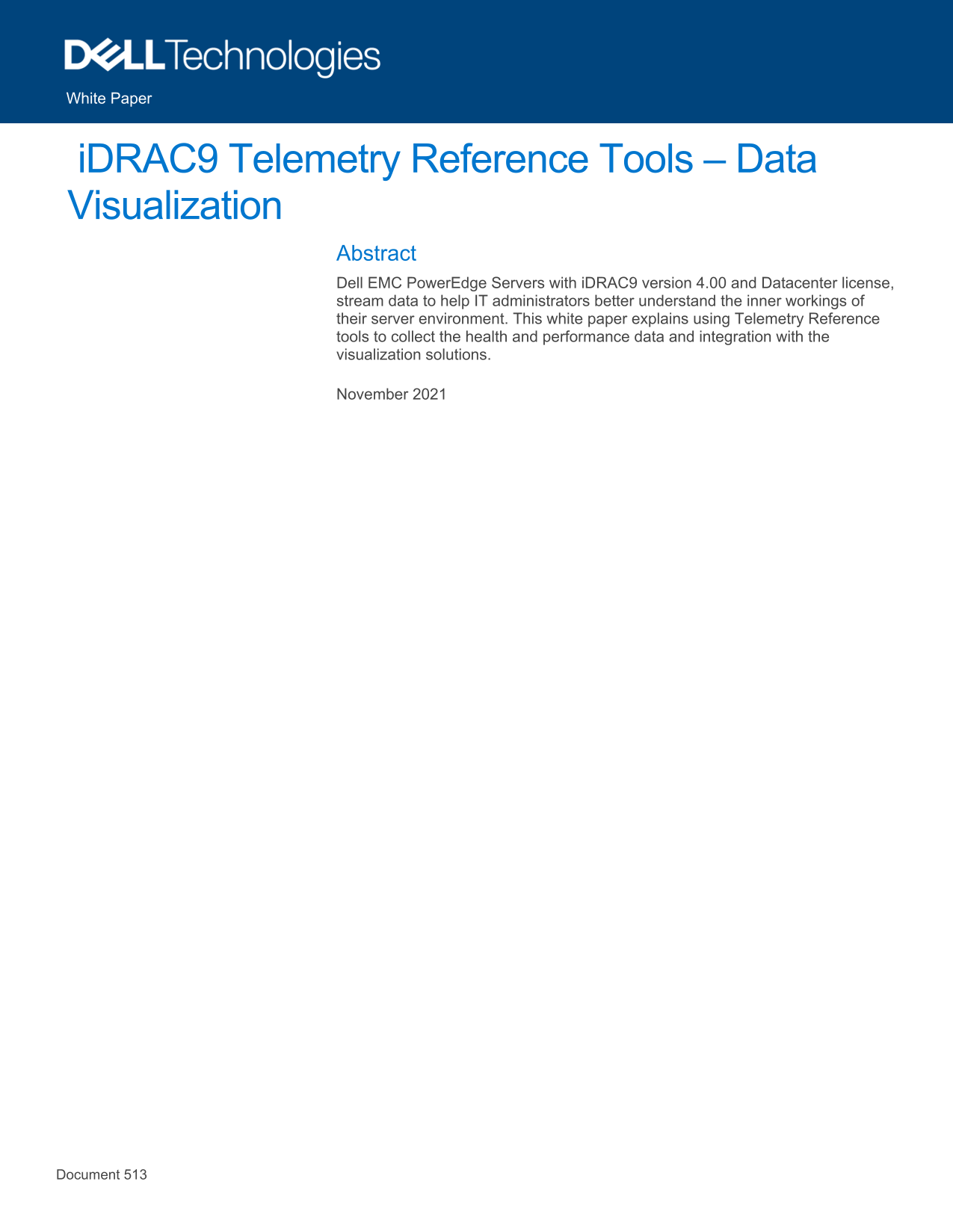 Dell iDRAC9 Telemetry Reference Guide - Data Visualization Tools - Page 1