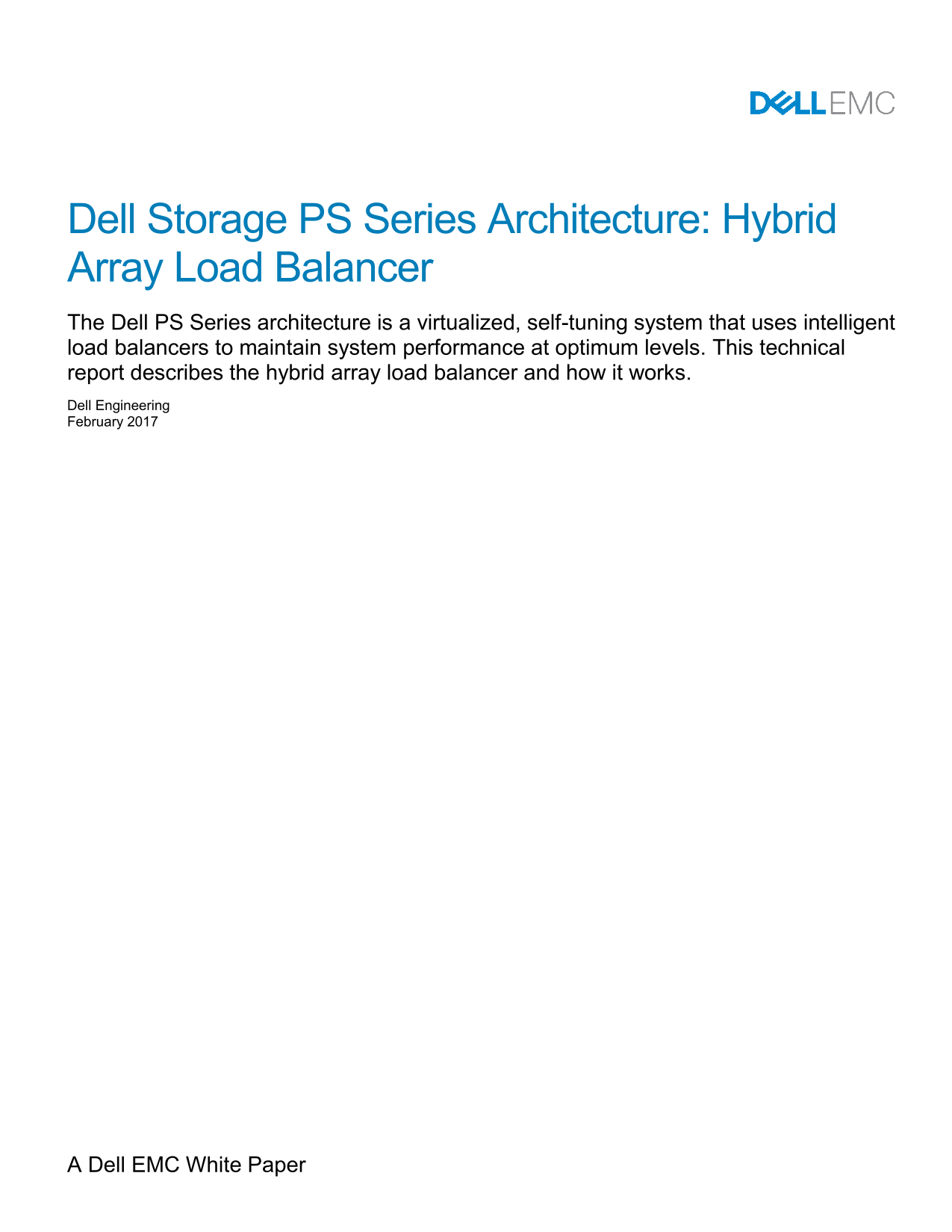 Dell Storage PS Series Architecture Hybrid Array Load Balancer Specification User Guide - Page 1