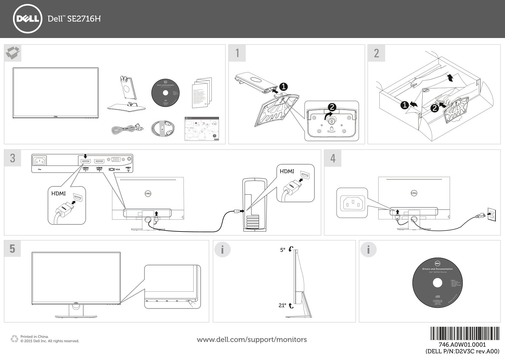 Dell SE2716H Installation Guide - Page 1