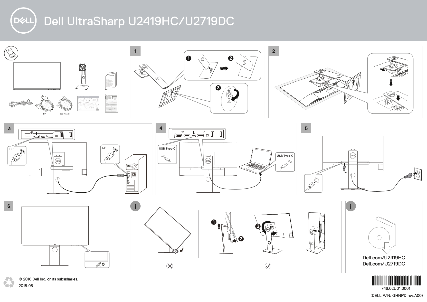 Dell UltraSharp U2719DC - Quick Setup Guide for North and South Americas - Page 1