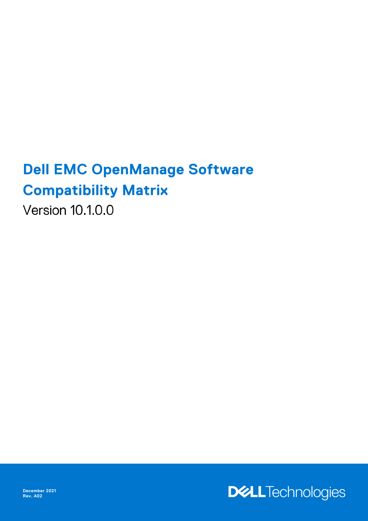 Dell EMC OpenManage Software Compatibility Matrix Version 10.1.0.0 User Guide - Page 1