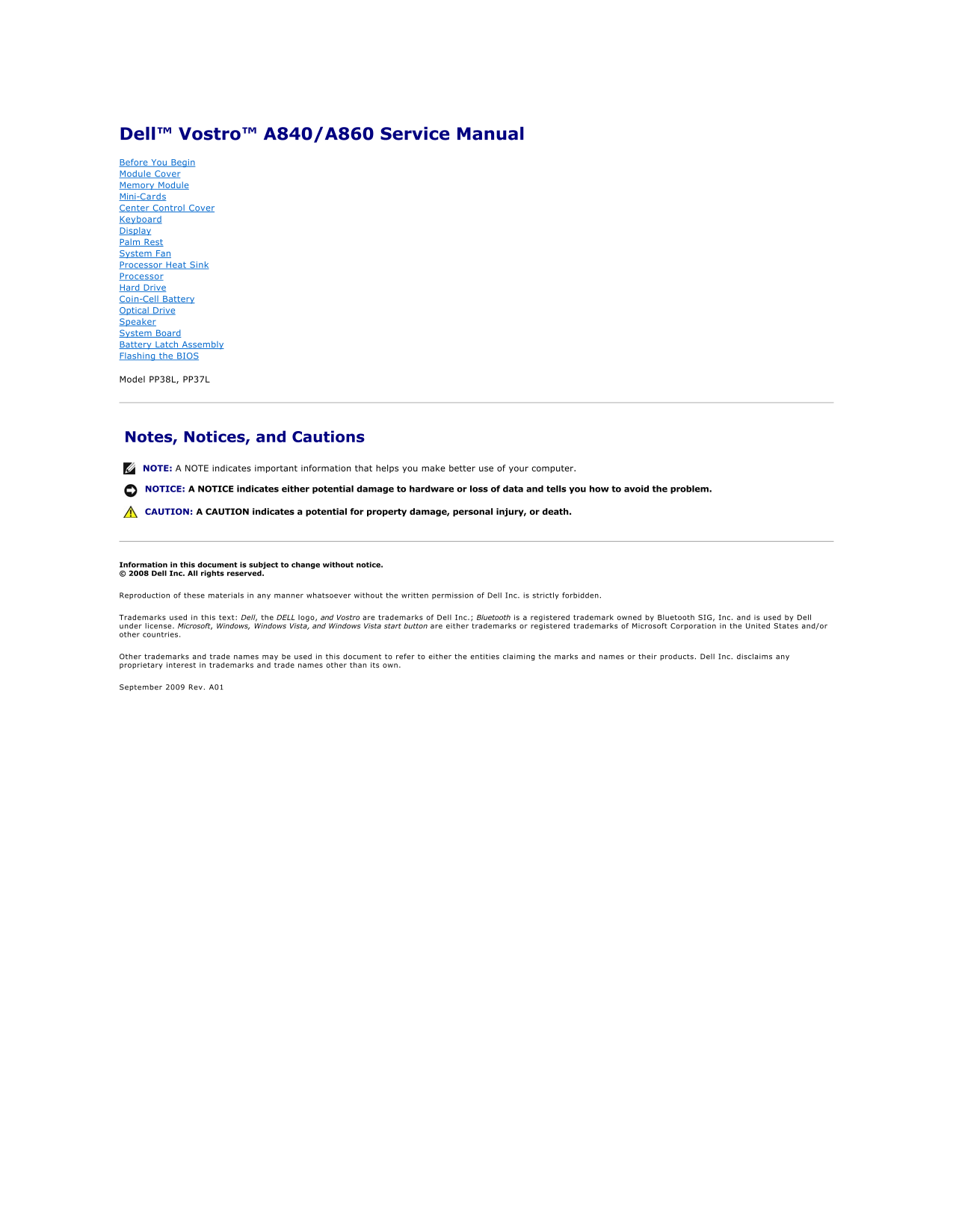 Dell Vostro A840 Service Manual - Page 1