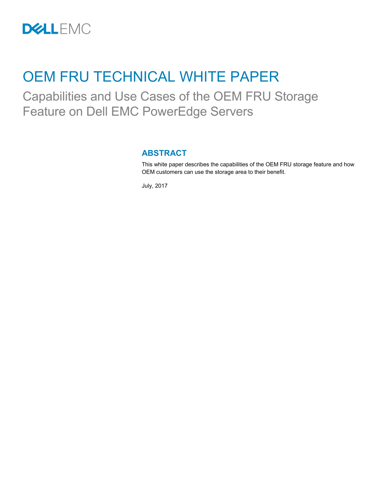 Capabilities and Use Cases of the OEM FRU Storage Feature on Dell EMC PowerEdge Servers - Owner's Manual - Page 1