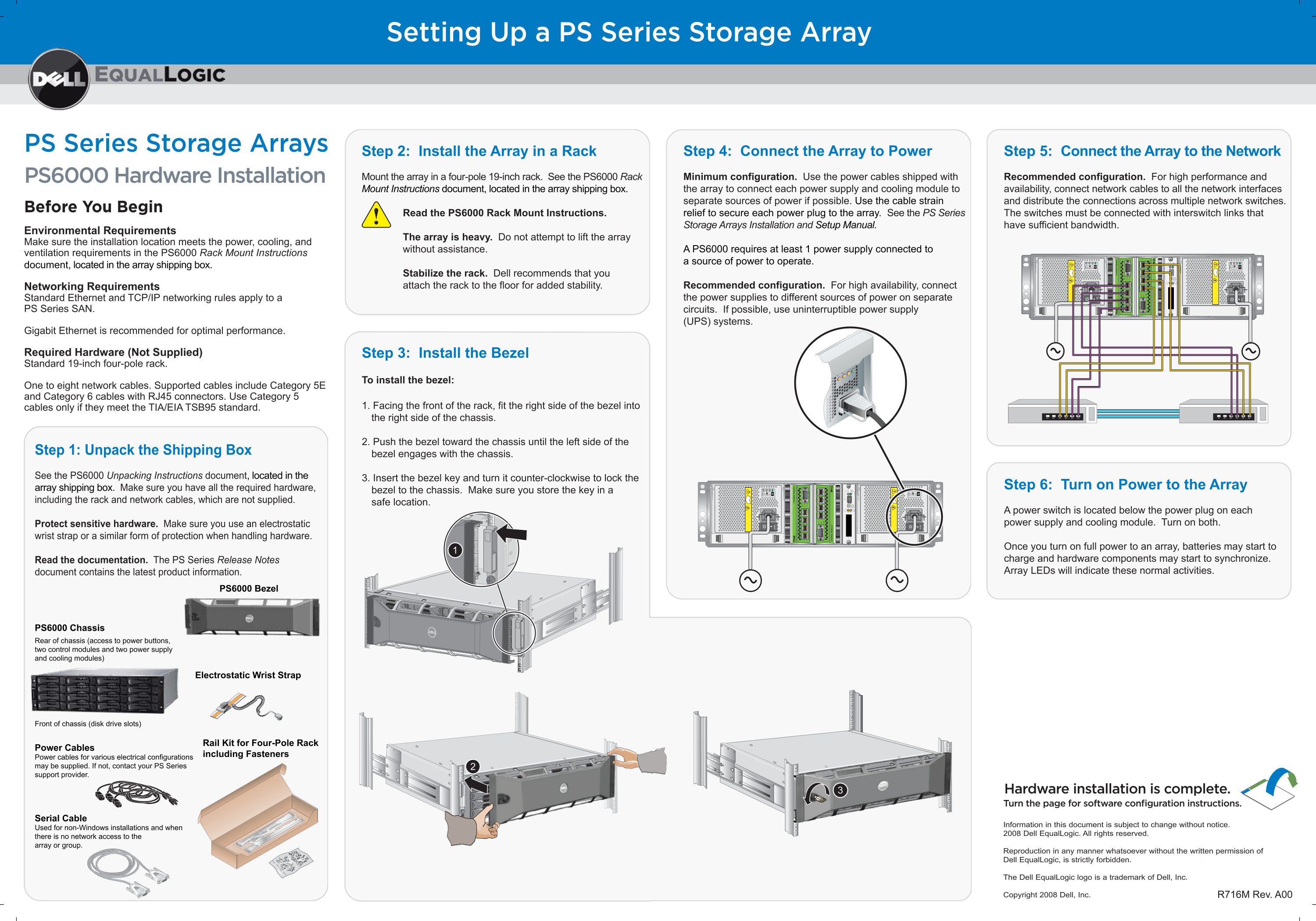 Dell EqualLogic PS6000 Setup Poster -Front Owner's Manual - Page 1