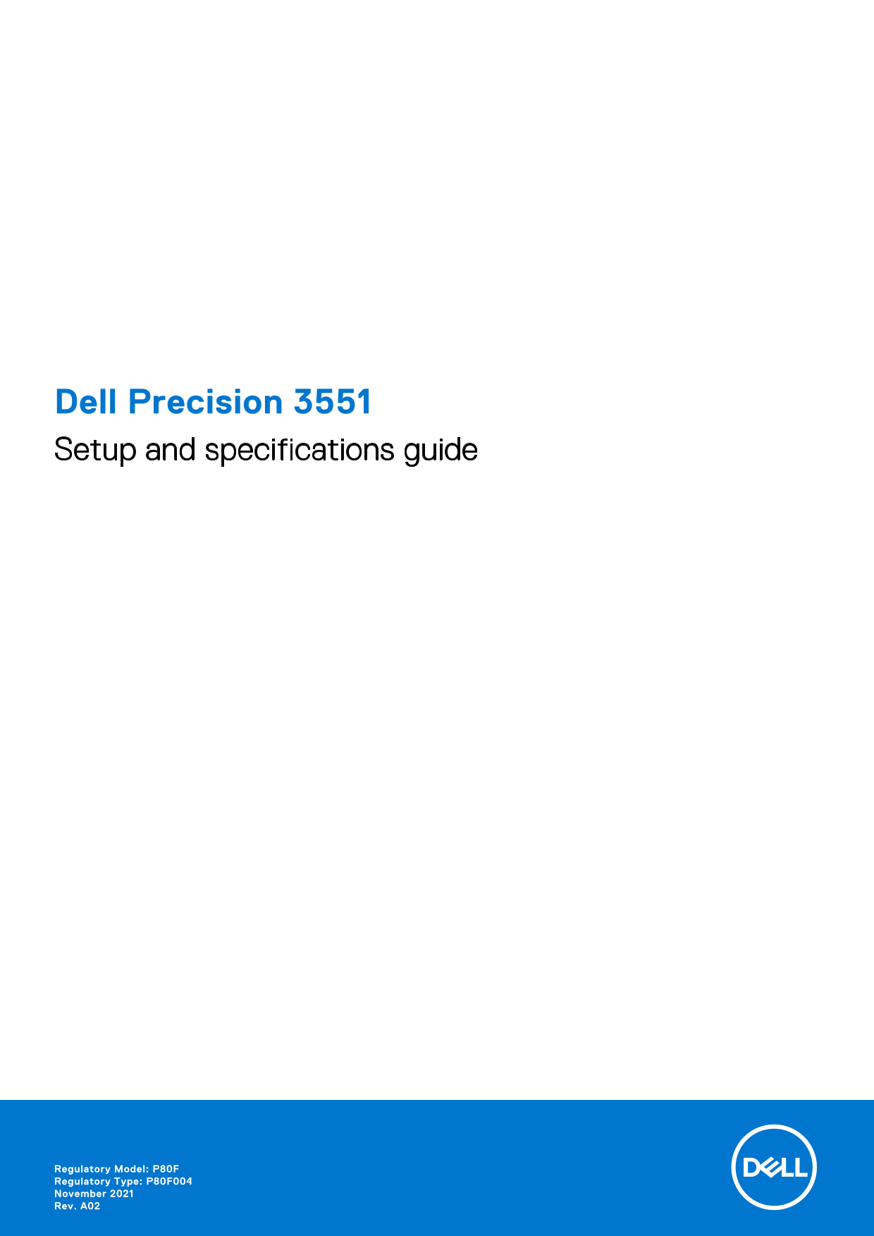 Dell Precision 3551 Setup Guide and Specifications Manual - Page 1