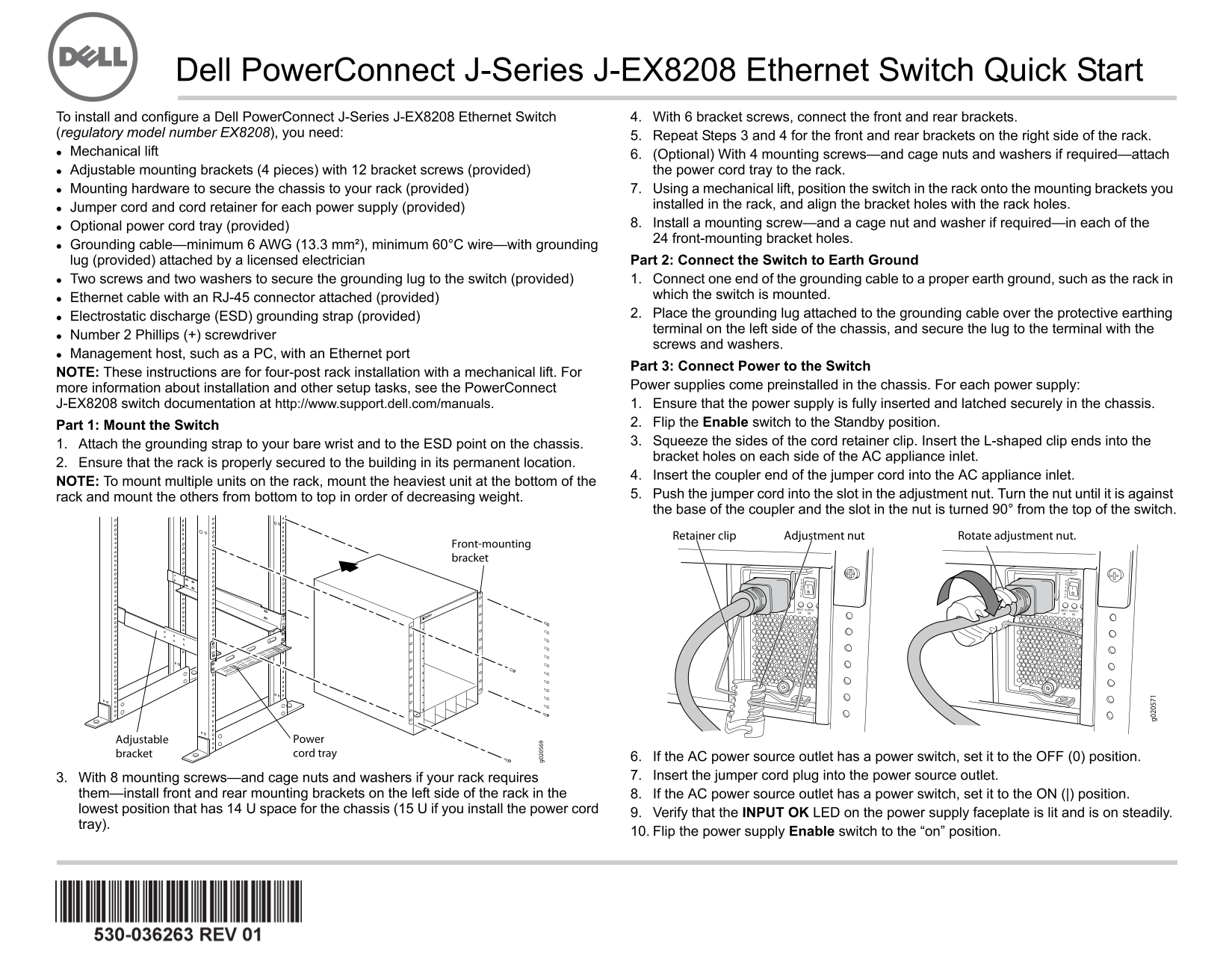 Dell PowerConnect J-8208 Ethernet Switch Quick User Guide - Page 1