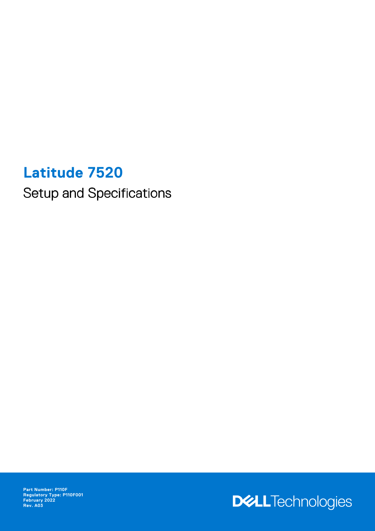 Dell Latitude 7520 Setup Guide and Specifications - Page 1