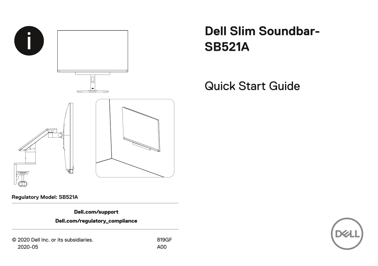 Dell Slim Soundbar-SB521A Quick Start Guide - Page 1