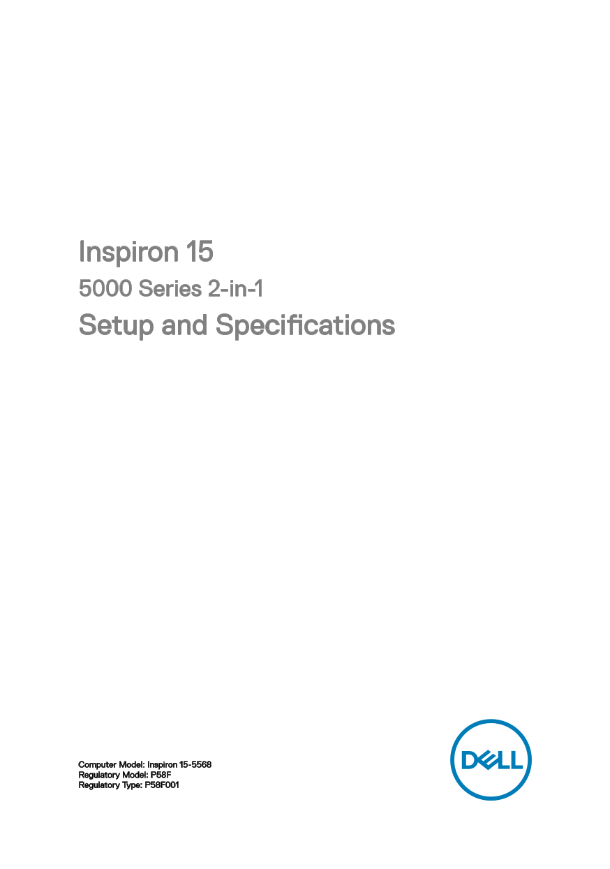 Dell Inspiron 15 5000 Series 2-in-1 Setup Guide and Specifications - Page 1