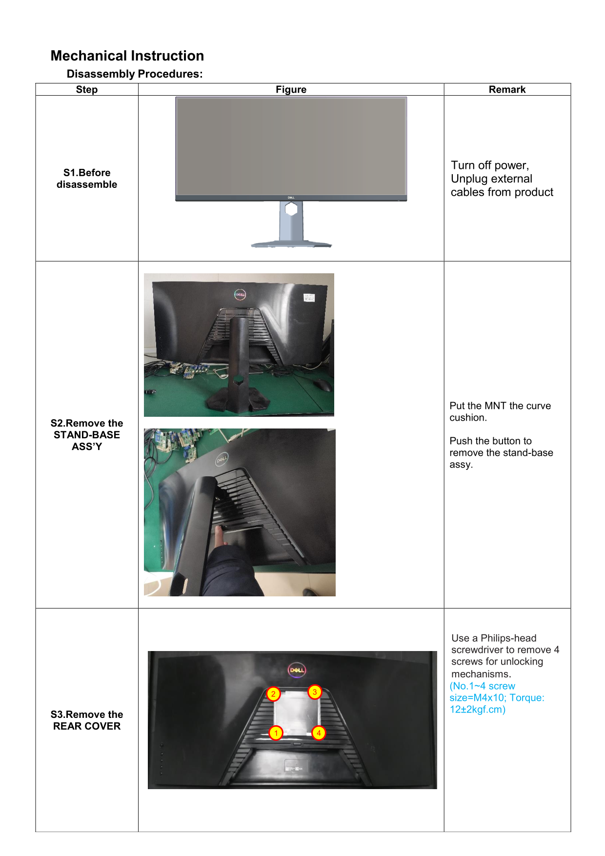 Dell S3422DWG Monitor Teardown Instructions - Page 1