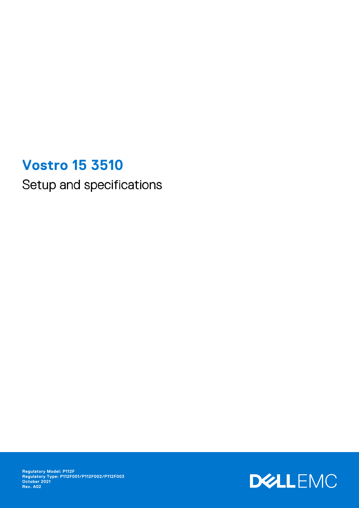 Dell Vostro 15 3510 Setup Guide and Specifications Manual, User Guide - Page 1
