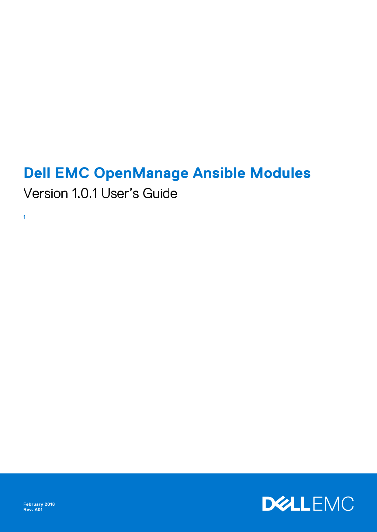 Dell EMC OpenManage Ansible Modules Version 1.0.1 User's Guide - Page 1