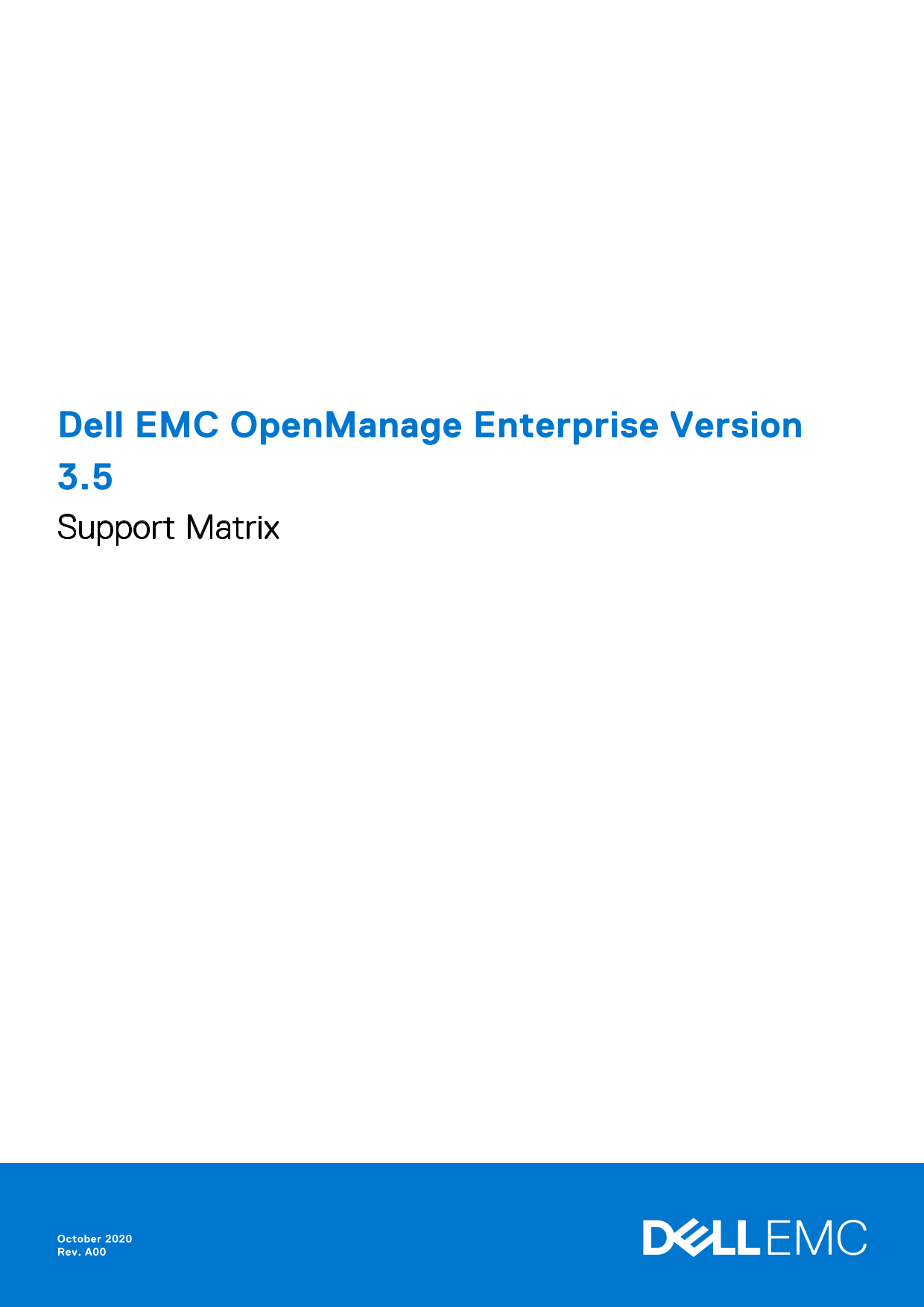 Dell EMC OpenManage Enterprise Version 3.5 Support Matrix - Page 1