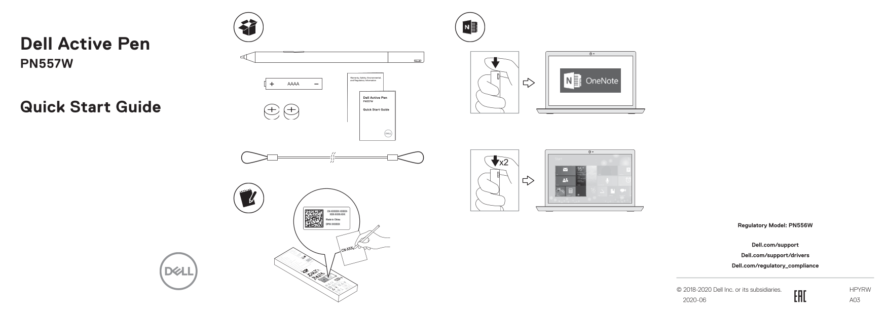 Dell Active Pen PN557W Quick Start Guide for Dell Devices - Page 1