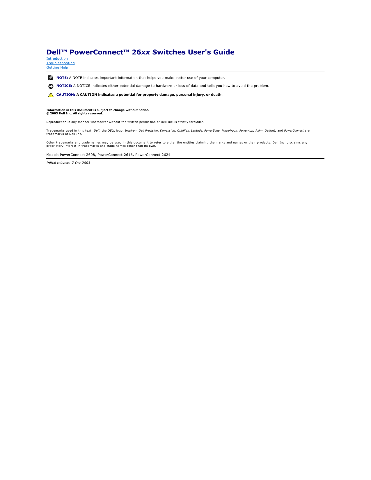 Dell PowerConnect 2608 User's Guide - Page 1