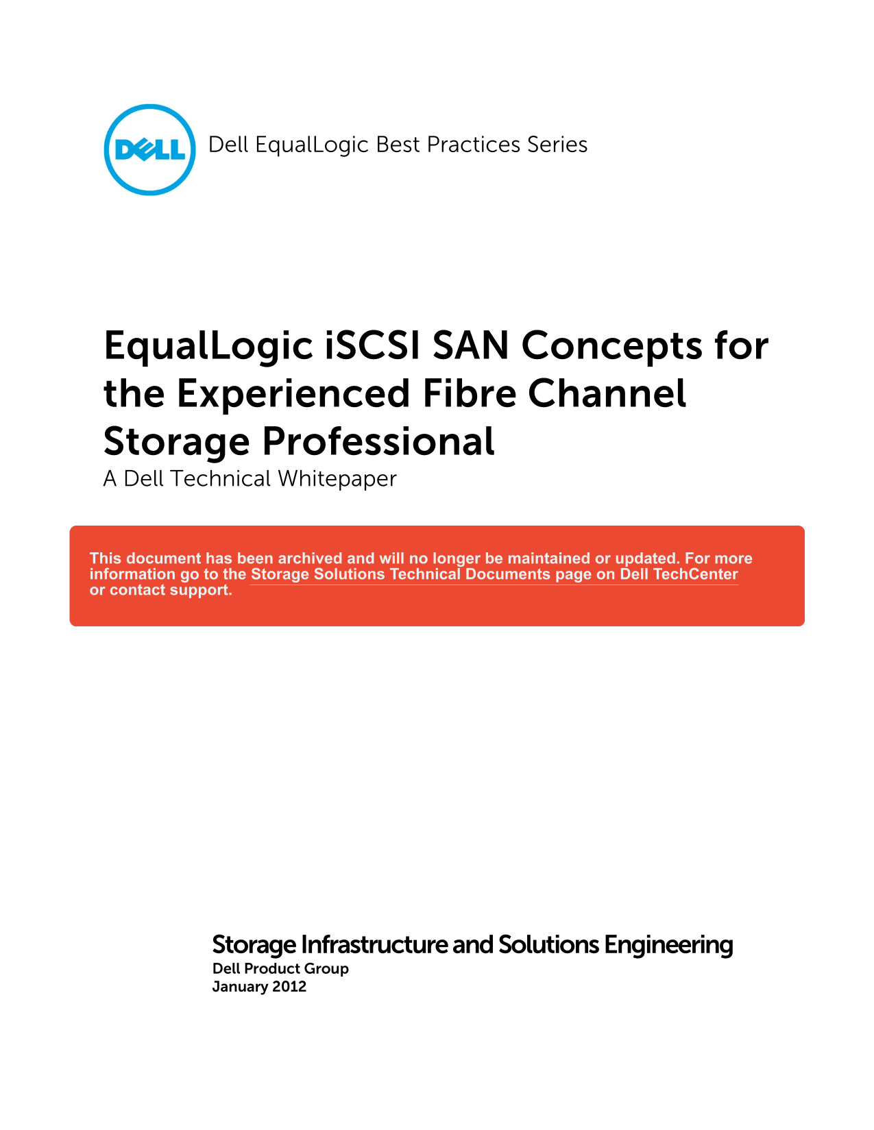 Dell EqualLogic iSCSI SAN for Fibre Channel Professionals User Guide - Page 1