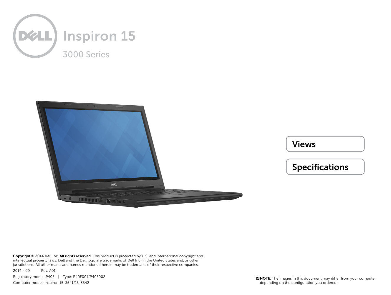 Dell Inspiron 15 3541 Specifications - Page 1