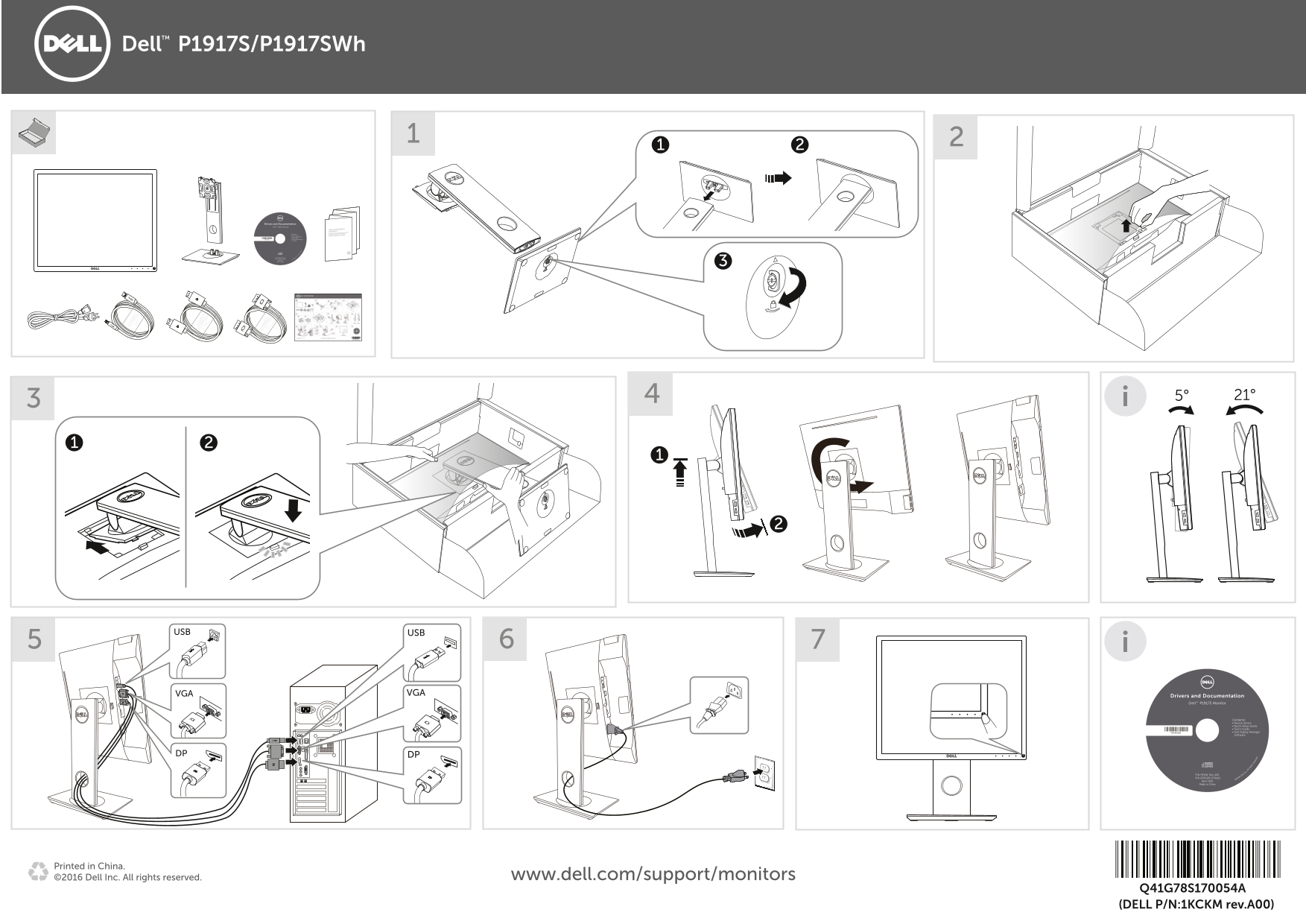 Dell P1917S Monitor Quick Setup Guide - Page 1