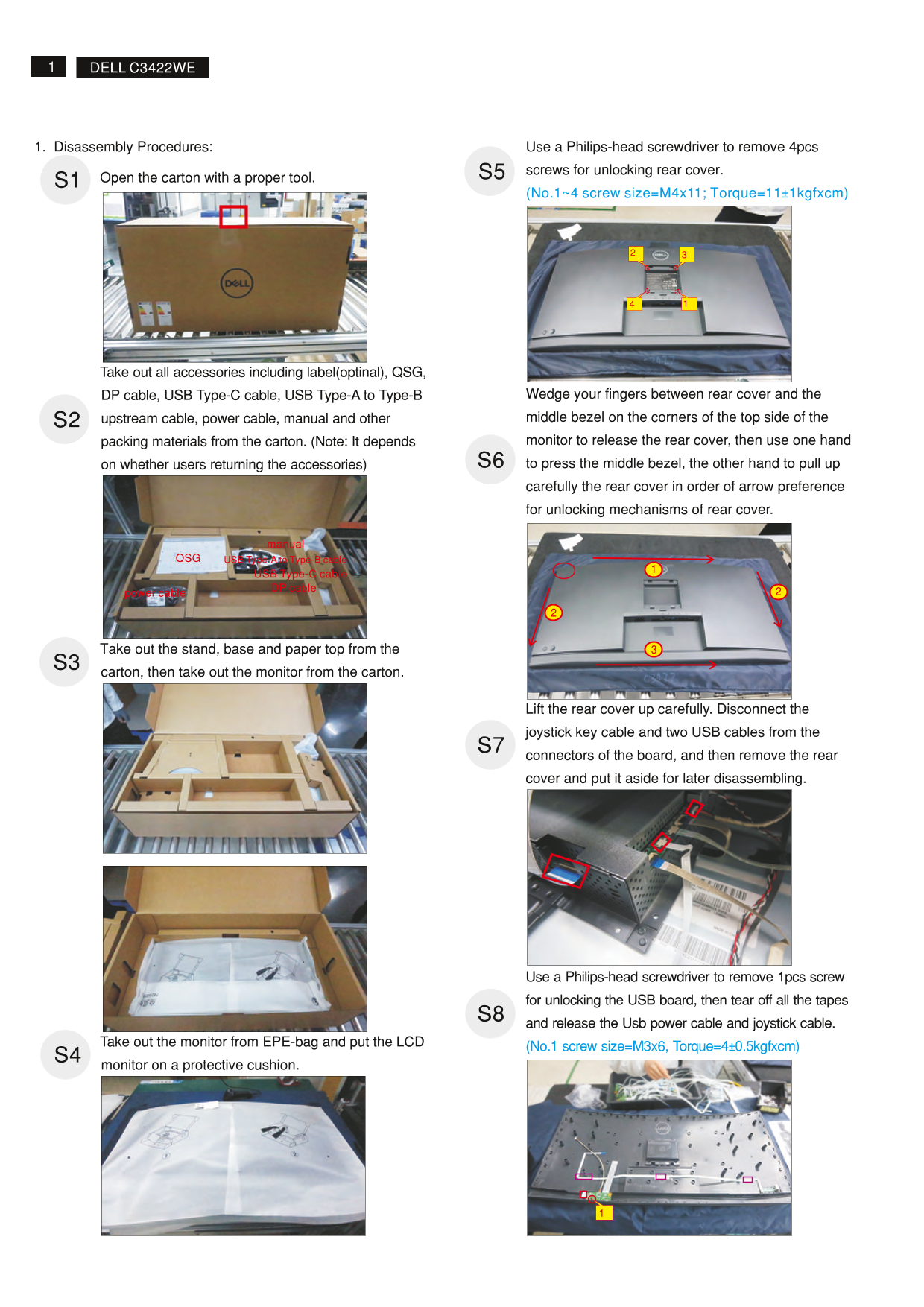 Dell Monitor C3422WE Teardown Instructions - Page 1
